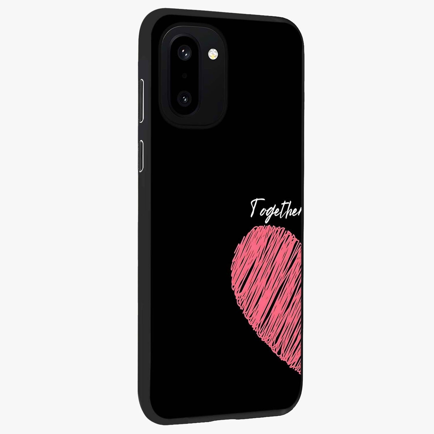 Love Forever Together Left Glass Case for 1+15R side perspective highlighting charming detailing and smooth build