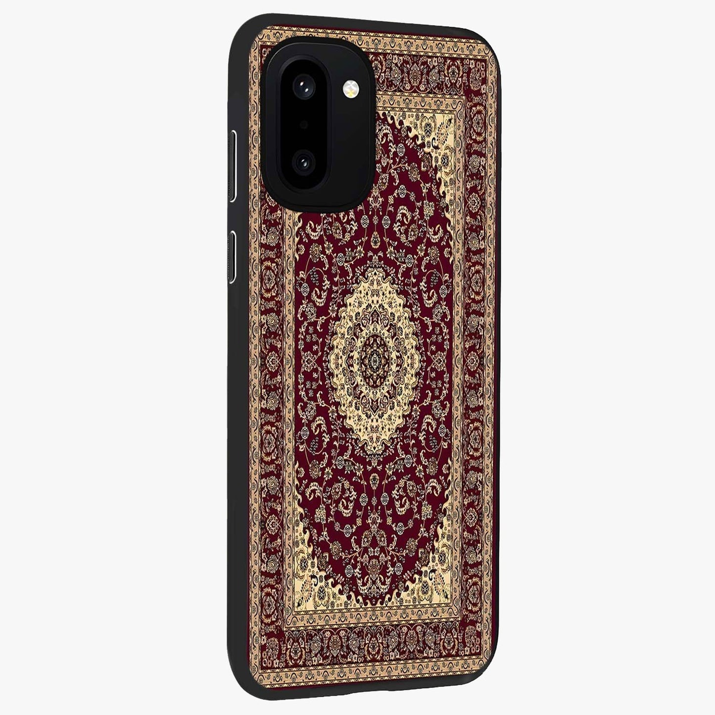Royal Maroon Heritage Glass Case for 1+15R side perspective highlighting ornate textures and premium edges