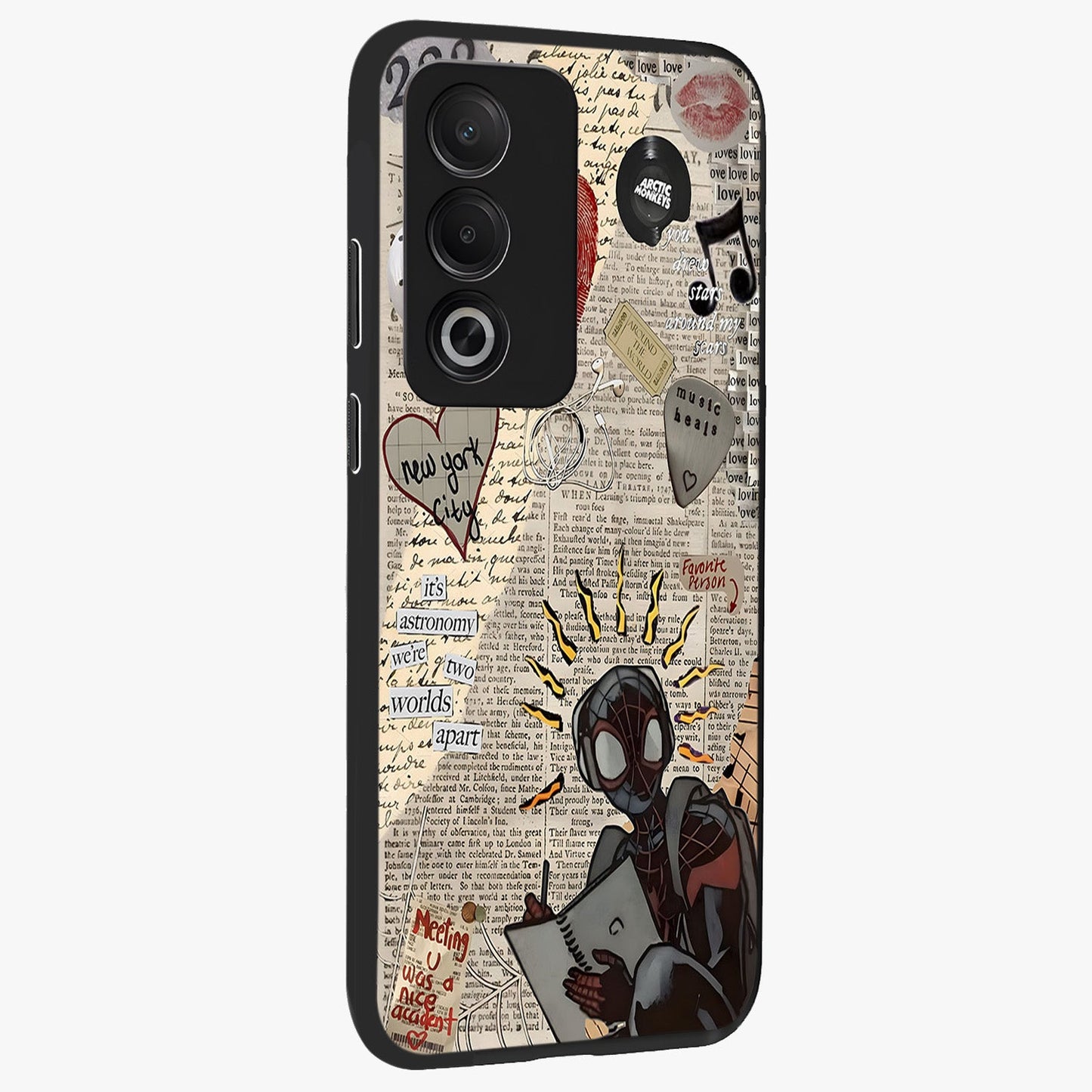 City Dream Sketch Glass Case upright view showcasing urban skyline artwork with stylish hand drawn design.