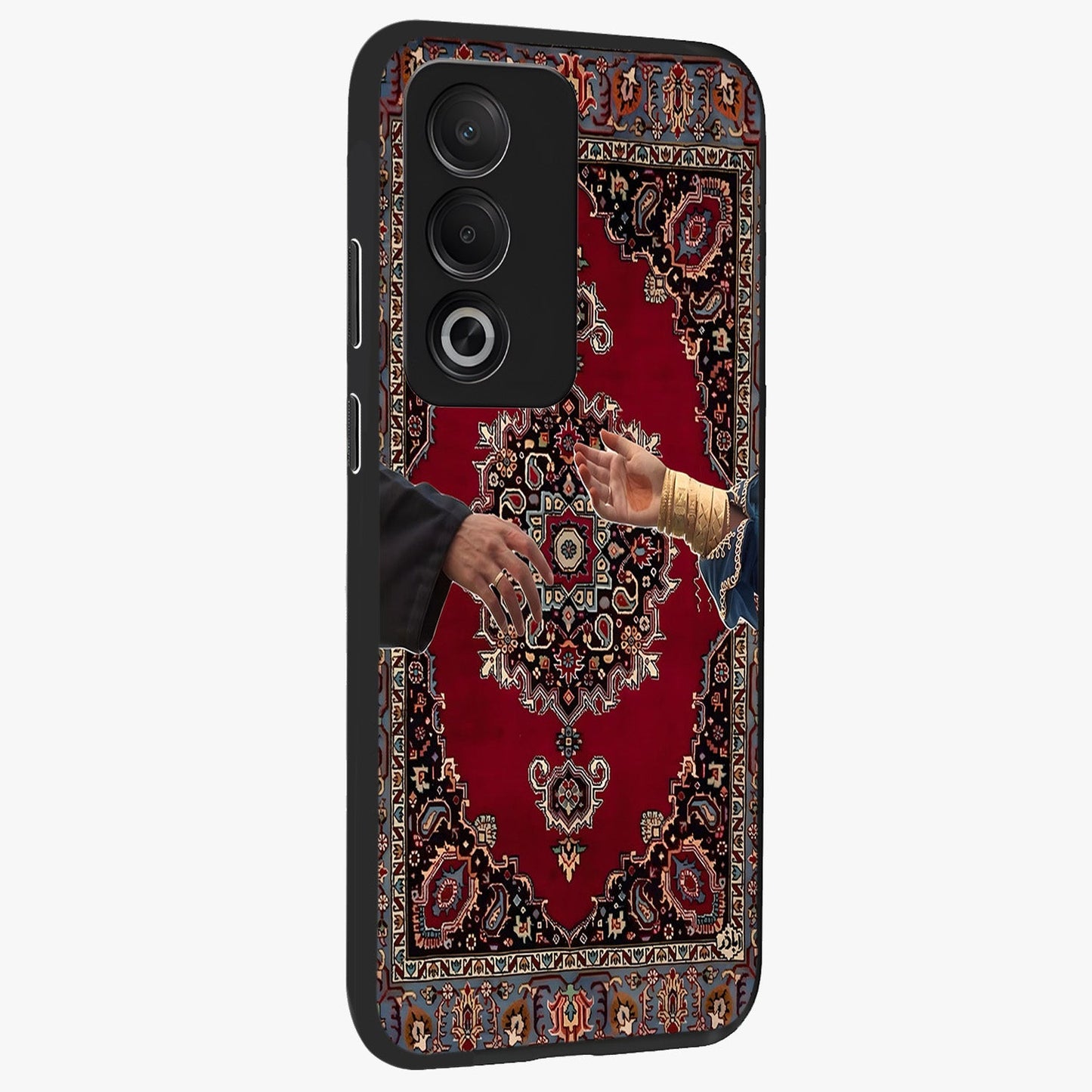 Royal Touch Reach Glass Case upright view showcasing stylish royal inspired artwork with graceful theme.