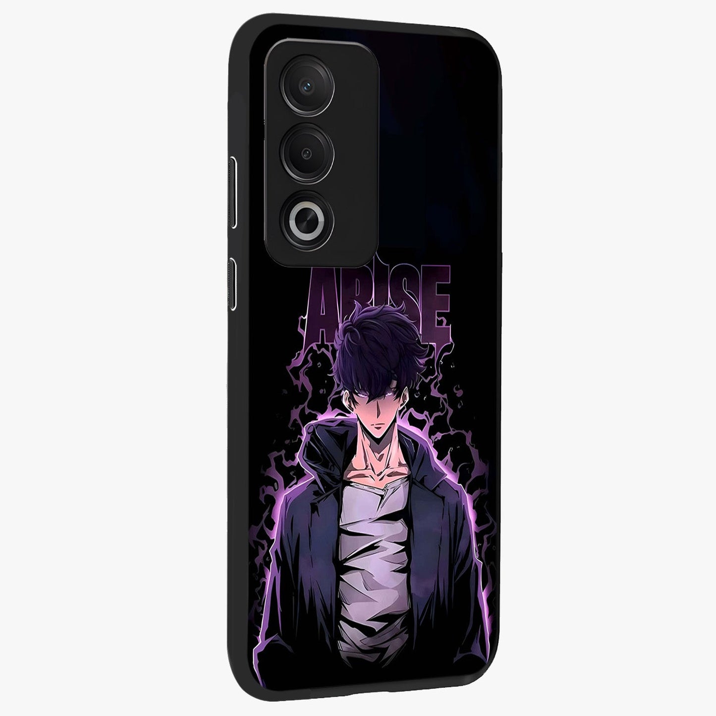 Shadow Monarch Awakening Glass Case upright view showcasing bold monarch artwork with mystical awakening theme.