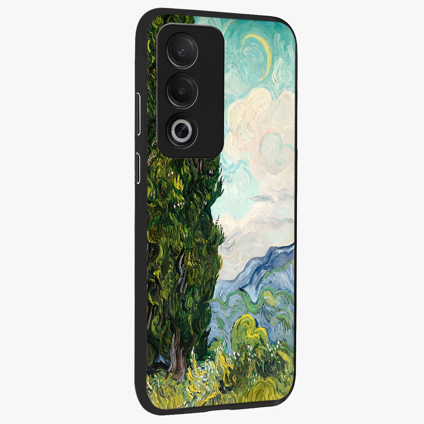 Van Gogh Vintage Art Glass Case upright view showcasing elegant vintage painting artwork with artistic heritage theme.