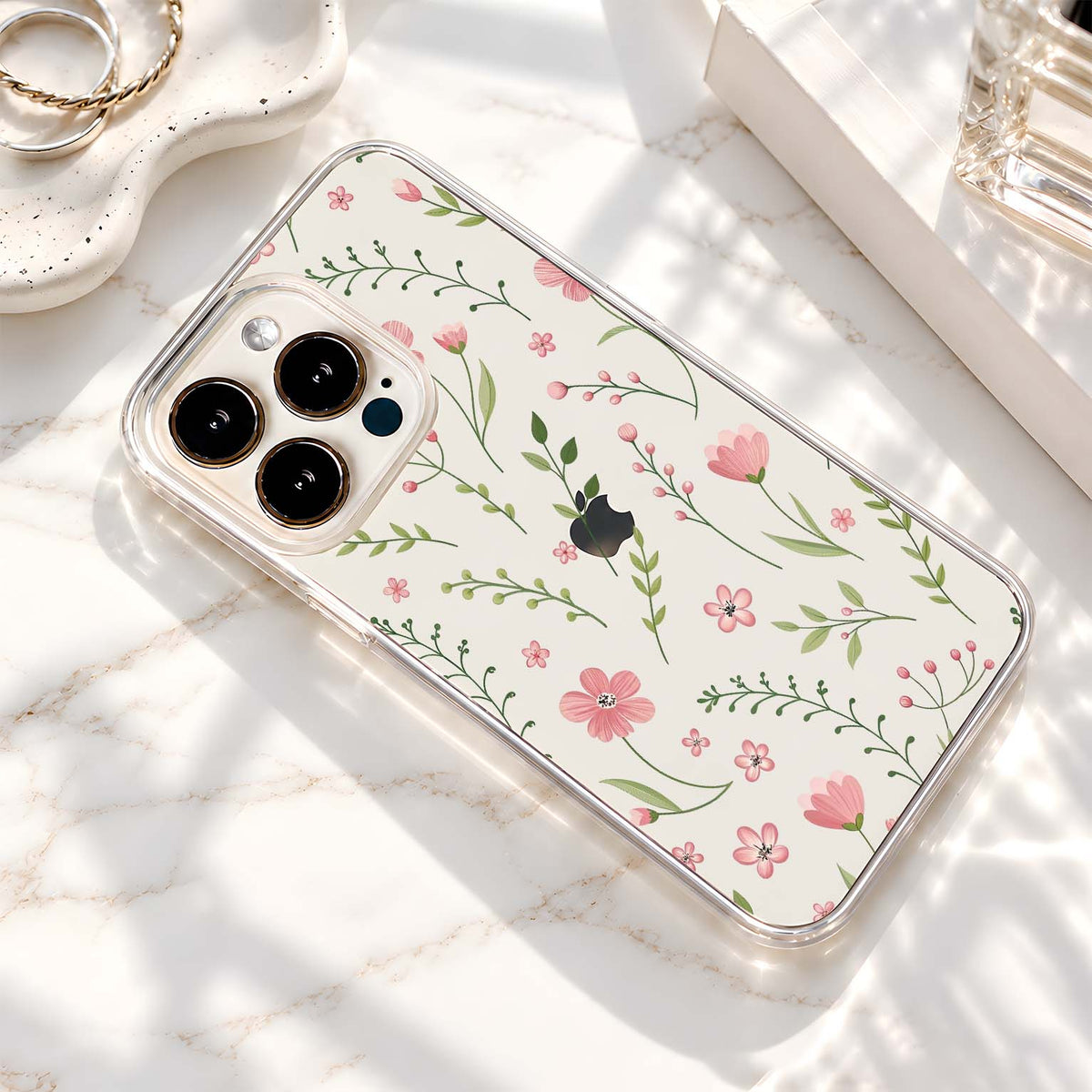 Pink Daisy Garden Clear Silicon Cover