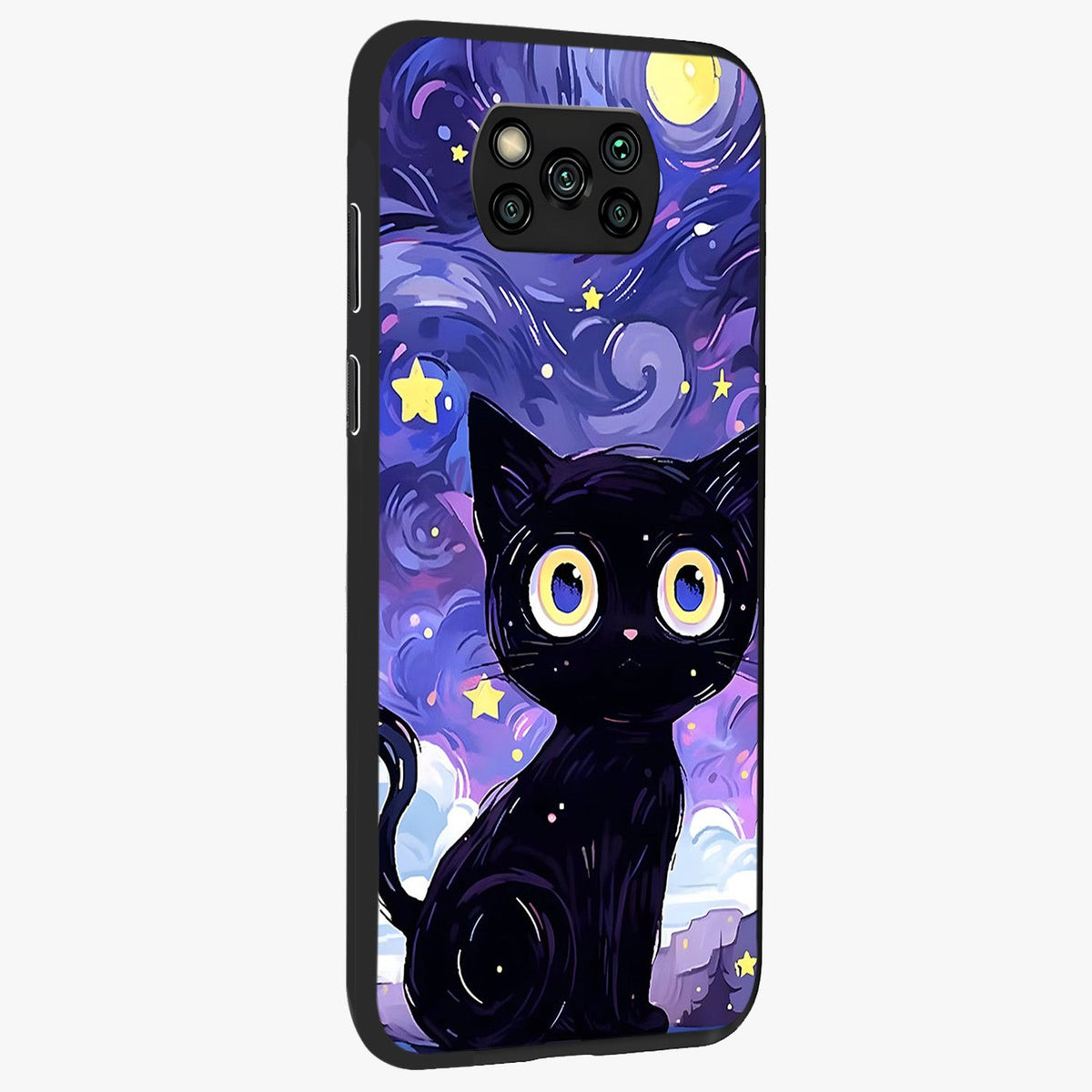 Abstract Cat Art Glass Case upright view showcasing creative feline illustration and aesthetic artistic style.