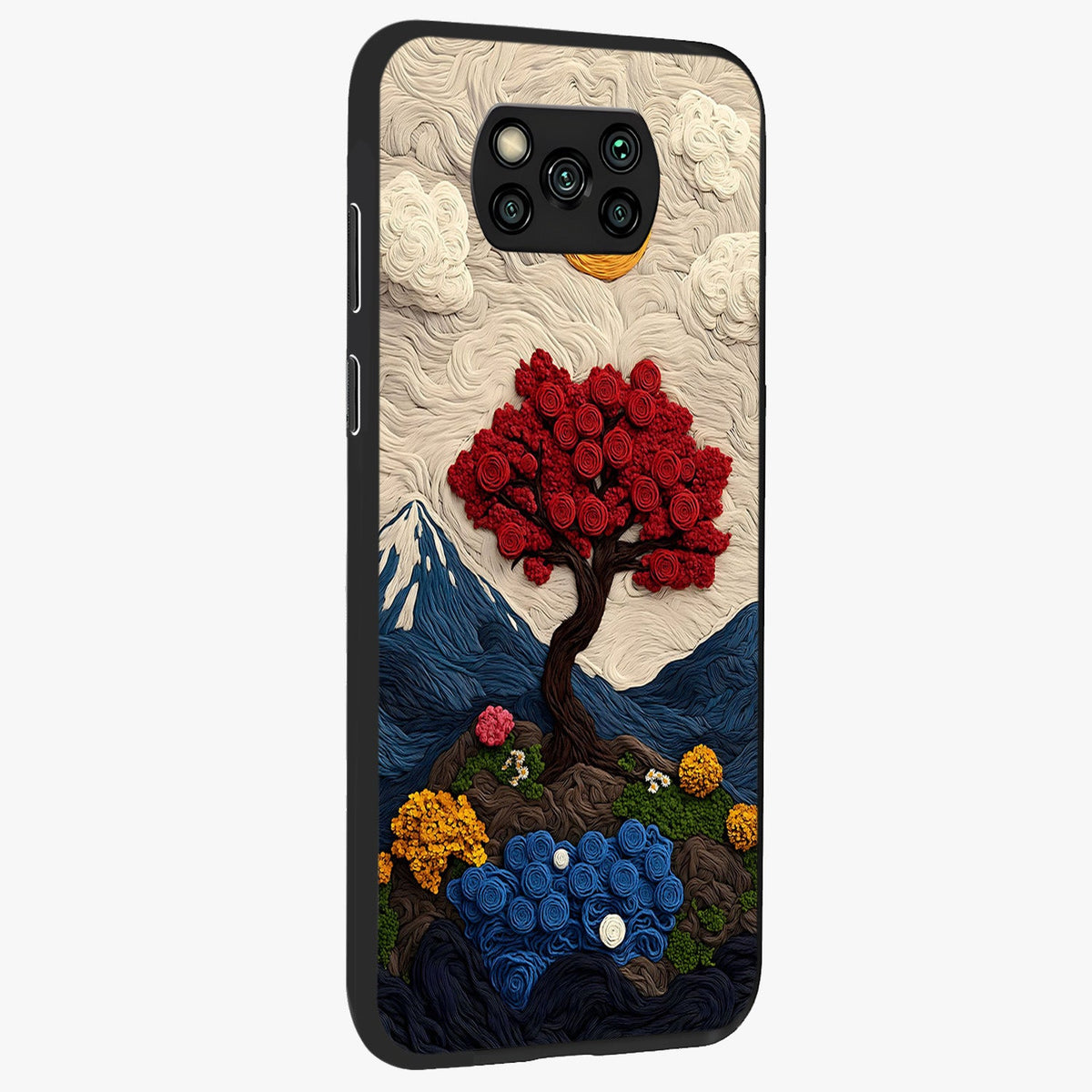 Eternal Nature Tapestry Glass Case upright view showcasing elegant nature tapestry design with decorative style.