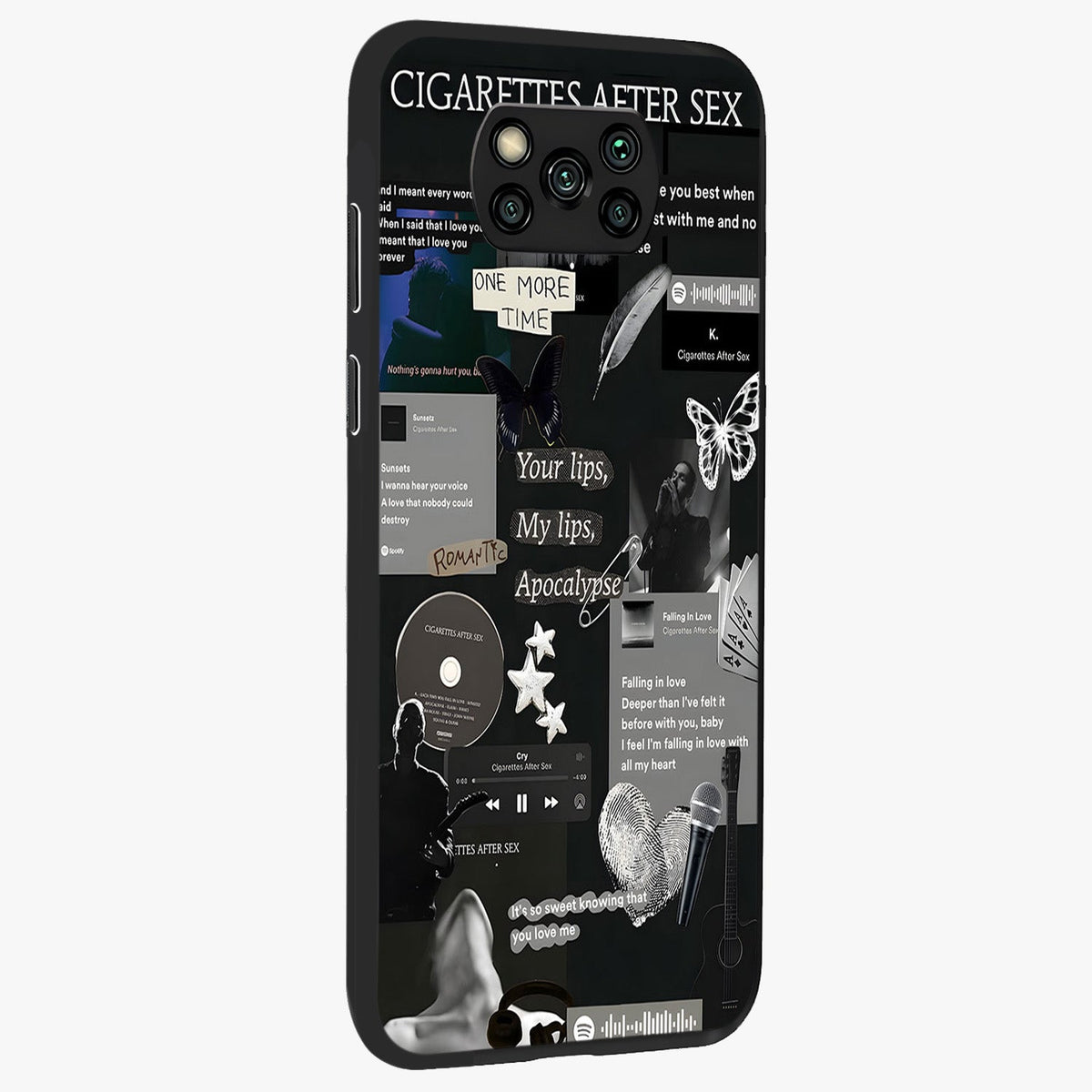 Midnight Love Echo Glass Case upright view showcasing expressive romantic artwork with dreamy midnight theme.