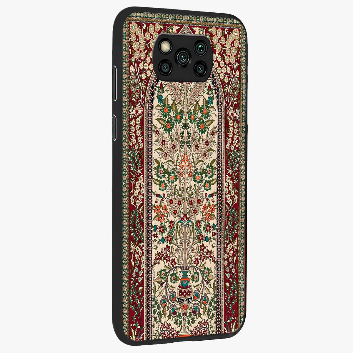 Persian Inspired Glass Case upright view showcasing decorative Persian artwork with rich heritage theme.