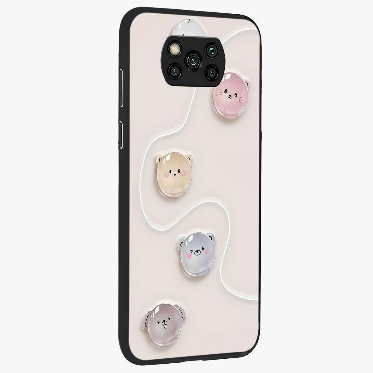 Puffy Face Parade Glass Case upright view showcasing adorable character artwork with cheerful animated theme.