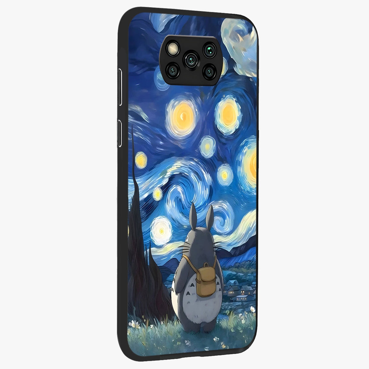 Totoro In Van Gogh Art Glass Case upright view showcasing creative character artwork with painterly artistic theme.