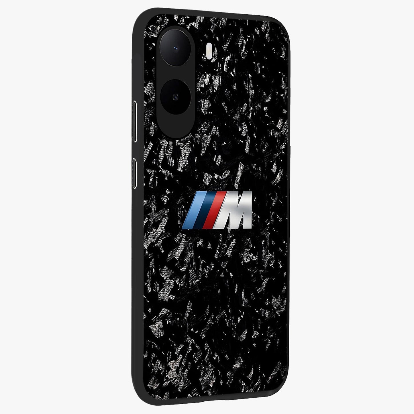Carbon Speed Mark Glass Case upright view showcasing modern carbon speed graphic with bold automotive theme.