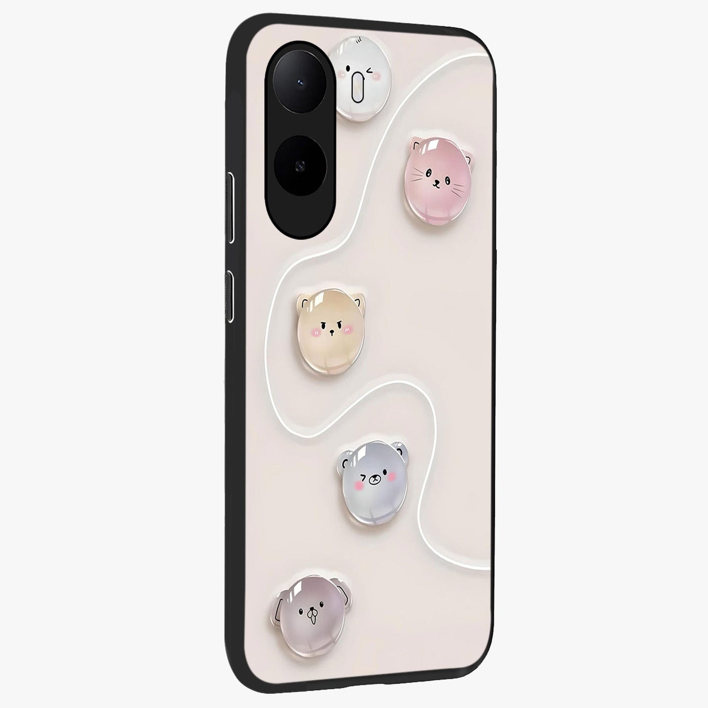 Puffy Face Parade Glass Case upright view showcasing adorable character artwork with cheerful animated theme.