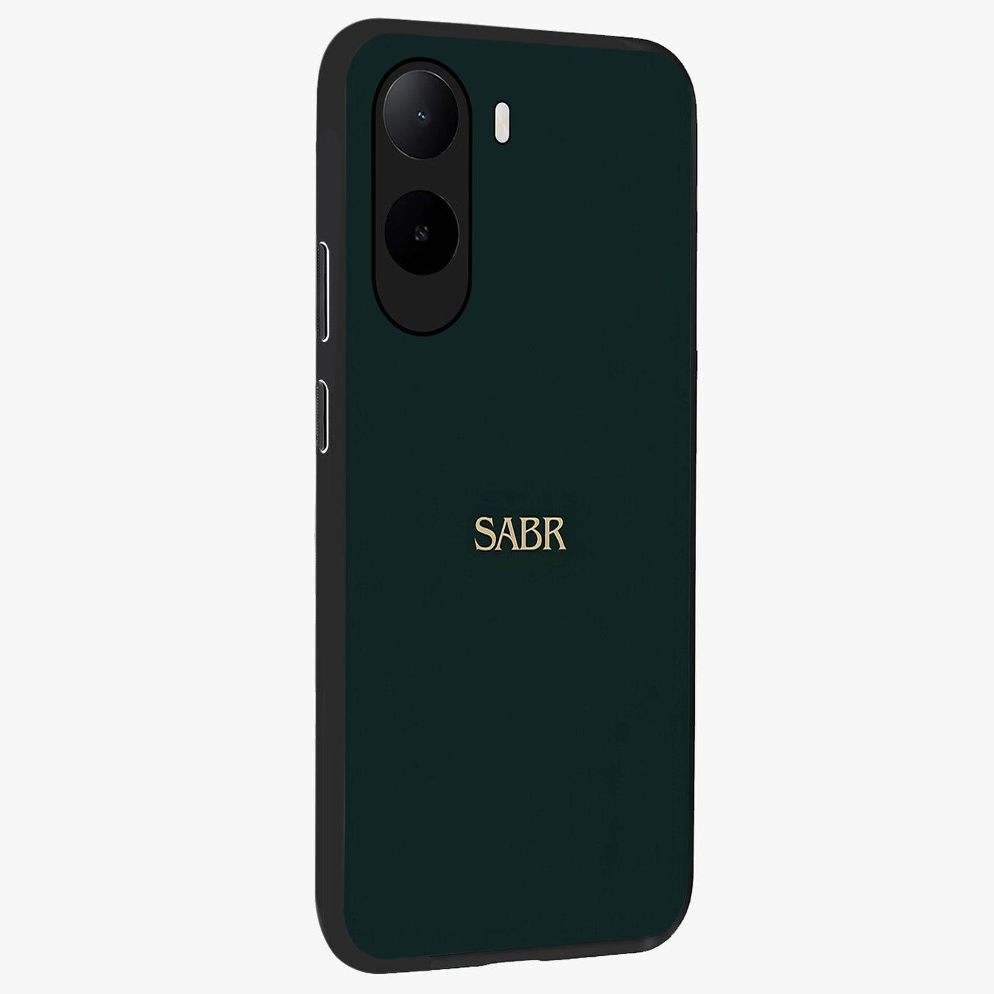 Sabr Minimal Patience Glass Case upright view showcasing calm minimalist artwork with motivational patience theme.