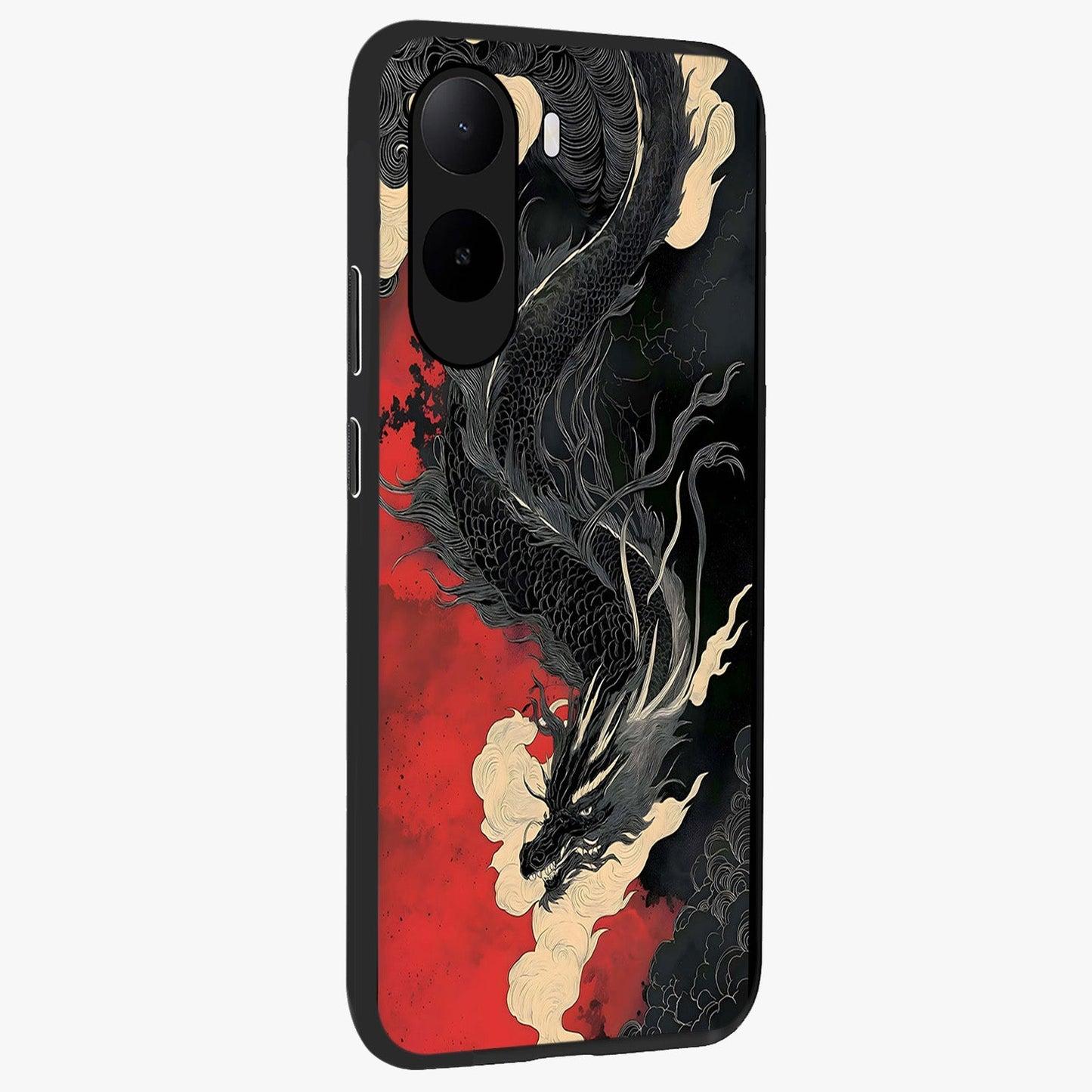 Shadow Dragon Fury Glass Case upright view showcasing intense dragon artwork with dramatic shadow theme.