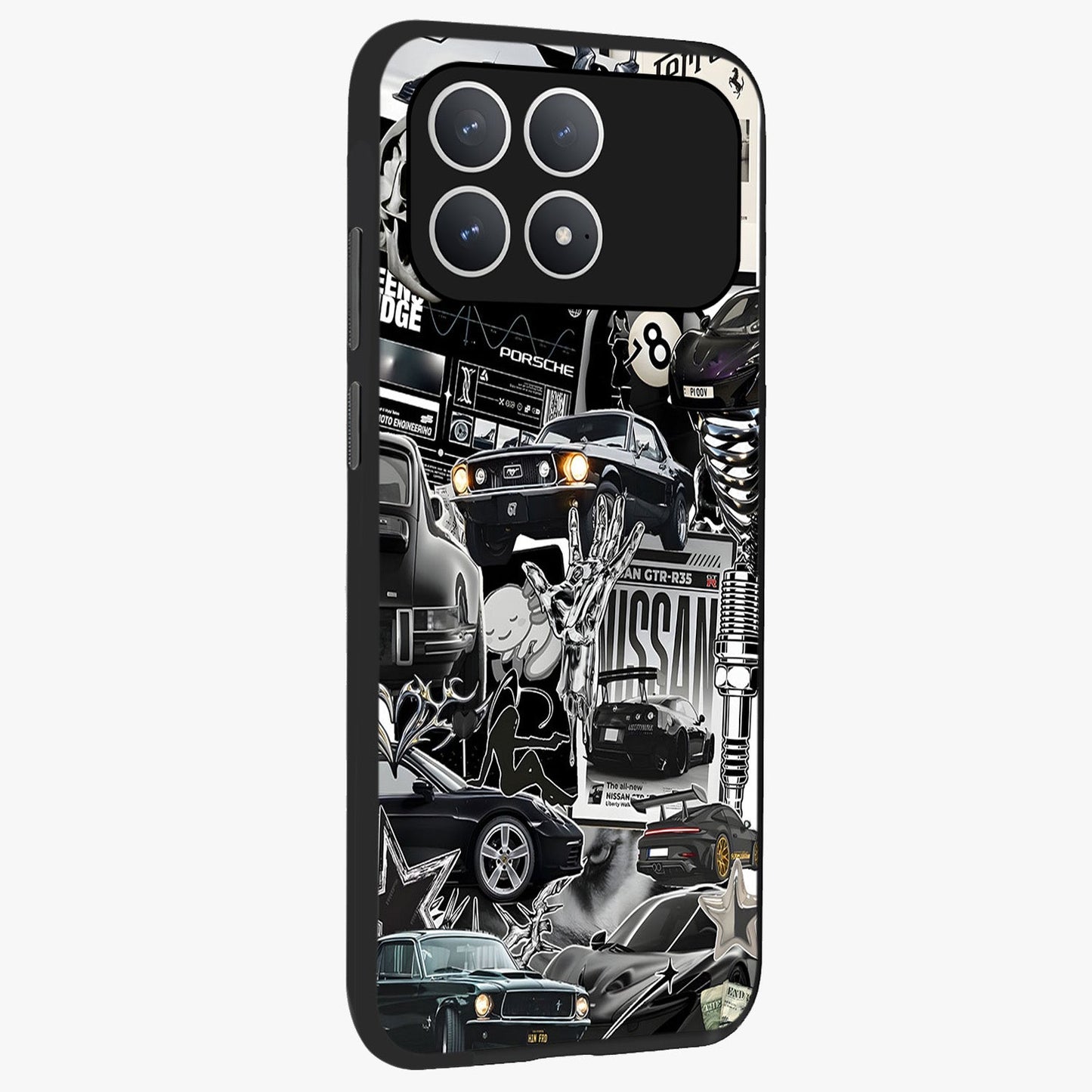 Aesthetic Dark Love Glass Case upright view showcasing dramatic romantic artwork with modern aesthetic style.