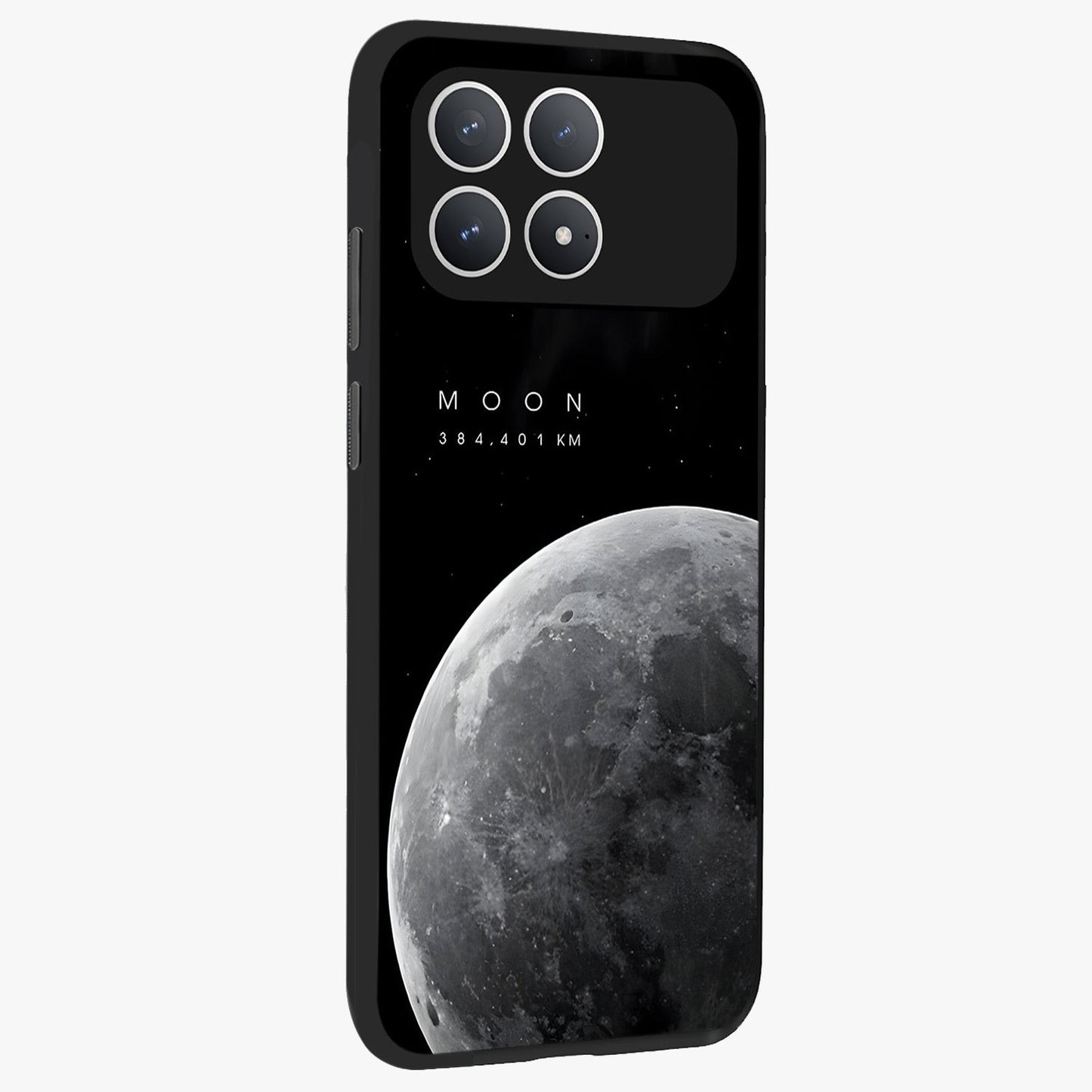 Cosmic Moon Glow Glass Case upright view showcasing luminous moon illustration with dreamy cosmic style.