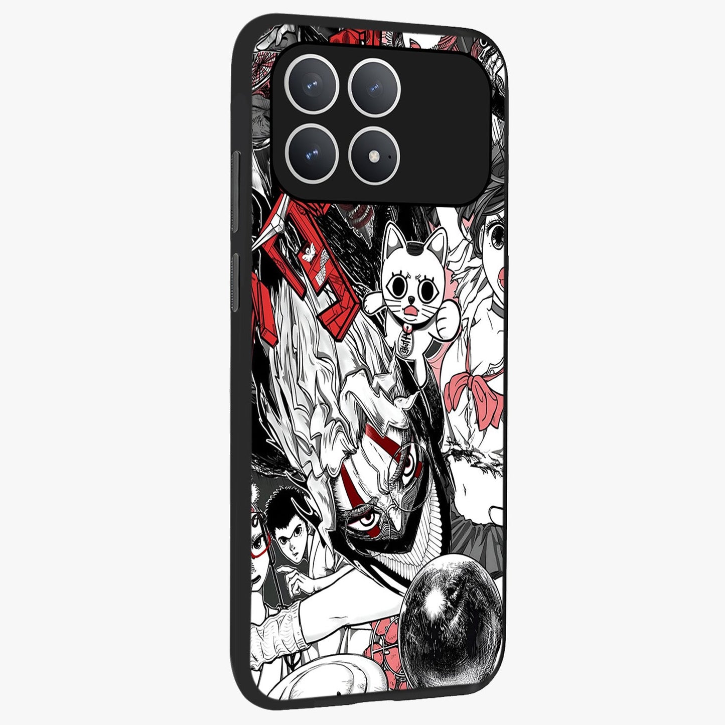 Crimson Chaos Panel Glass Case upright view showcasing intense crimson artwork with dramatic aesthetic style.