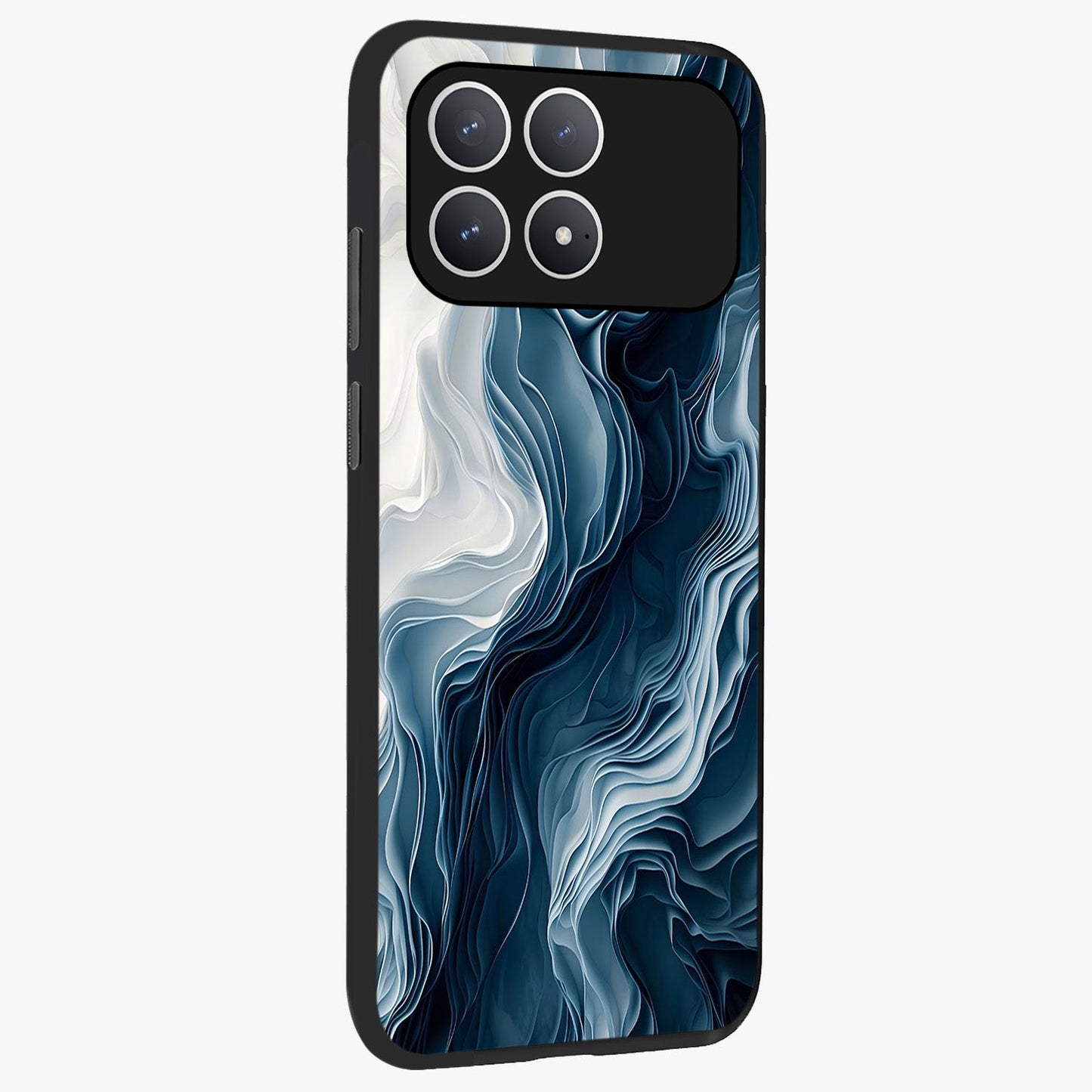 Ethereal Paper Marble Glass Case upright view showcasing smooth marble artwork with refined minimalist theme.