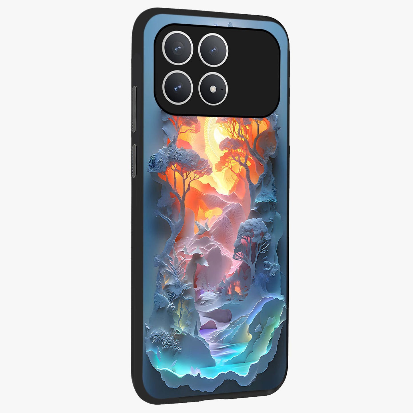 Glow Forest Portal Glass Case upright view showcasing enchanted forest portal artwork with fantasy nature theme.