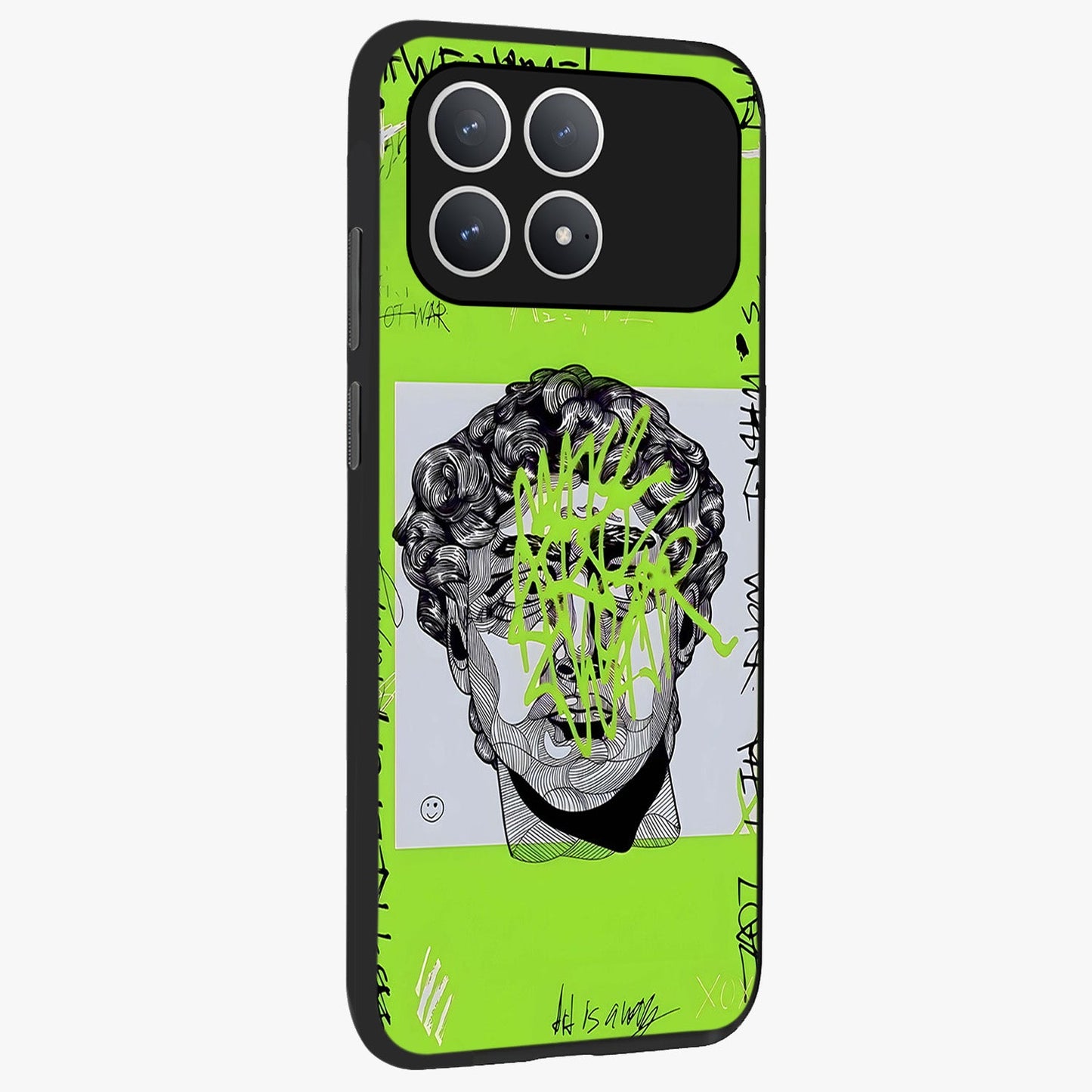 Neo Graffiti Rebellion Glass Case upright view showcasing colorful graffiti artwork with bold modern street style.