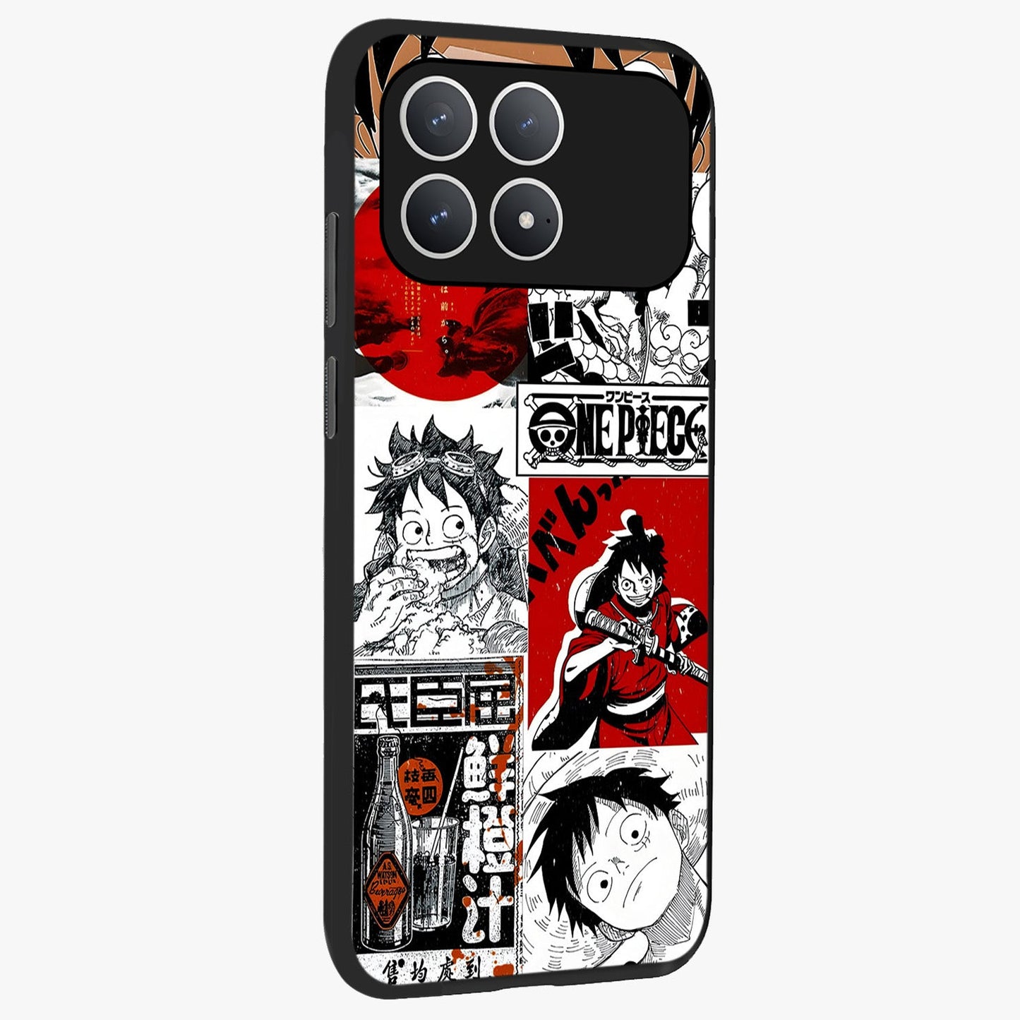 Strawhat Chaos Panels Glass Case upright view showcasing energetic anime artwork with bold adventure theme.