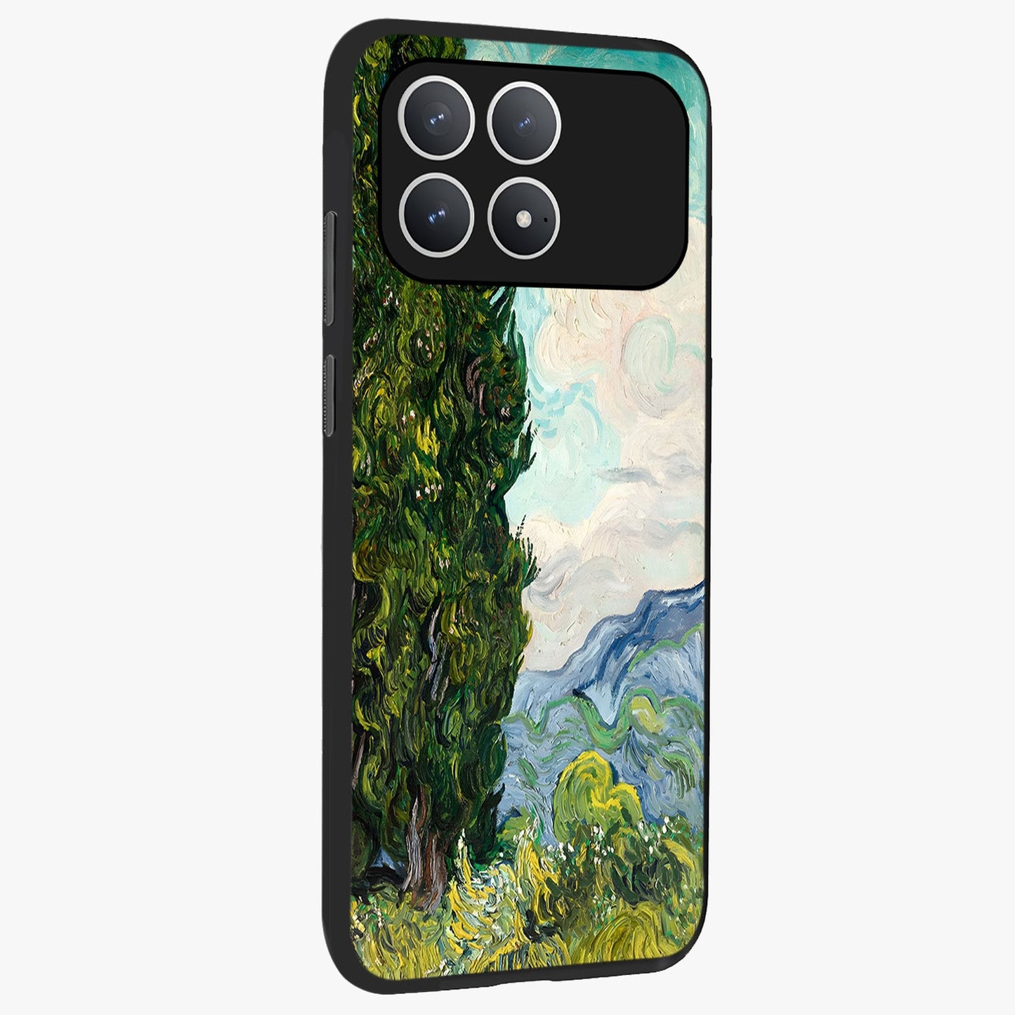 Van Gogh Vintage Art Glass Case upright view showcasing elegant vintage painting artwork with artistic heritage theme.