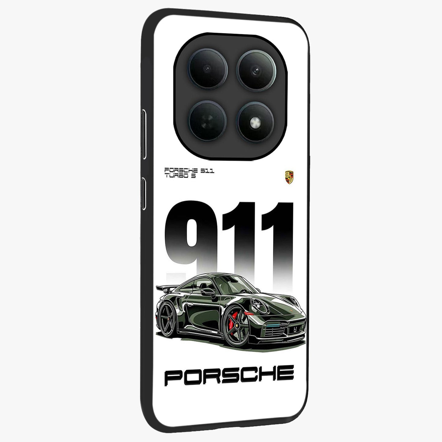 911 Turbo Dominance Glass Case upright perspective showcasing powerful racing design and modern automotive aesthetic.
