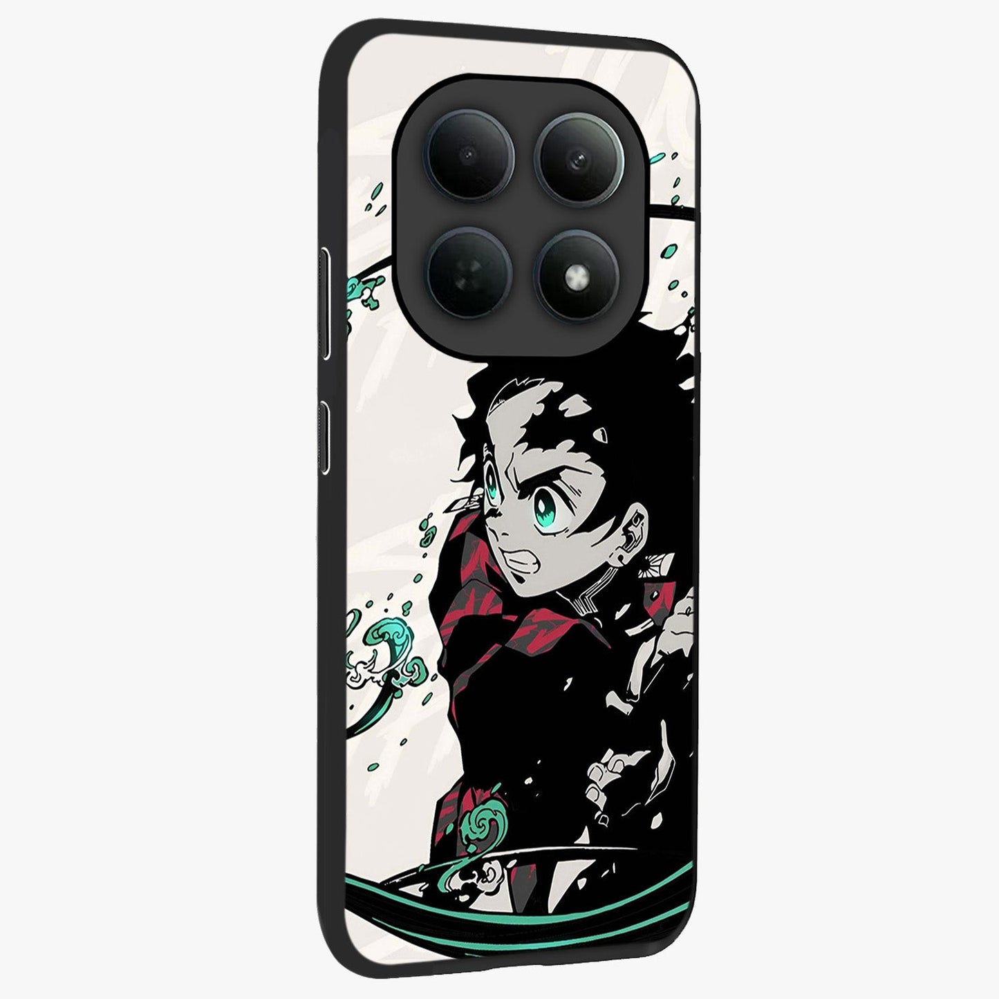 Demon Slayer Glass Case upright view showcasing powerful anime artwork with intense warrior theme.