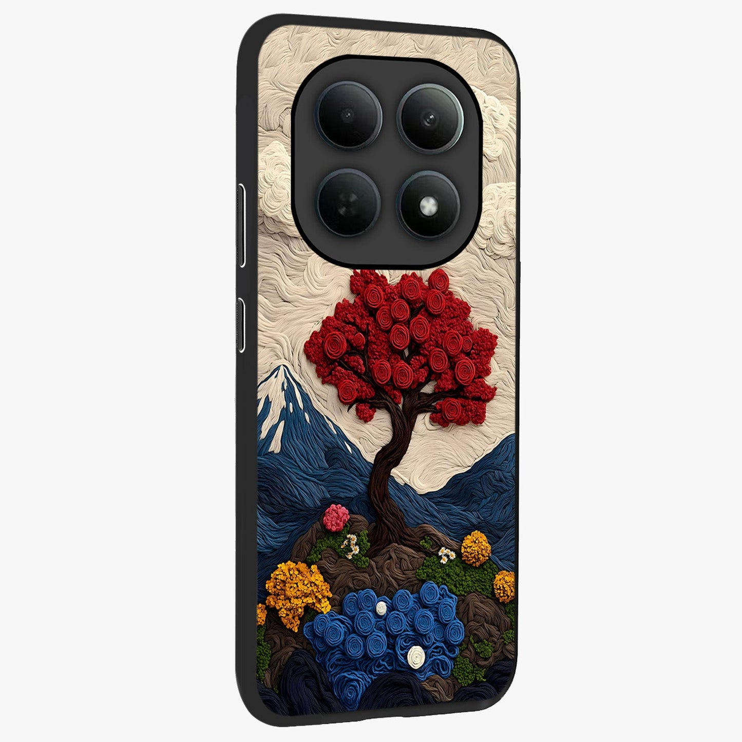Eternal Nature Tapestry Glass Case upright view showcasing elegant nature tapestry design with decorative style.