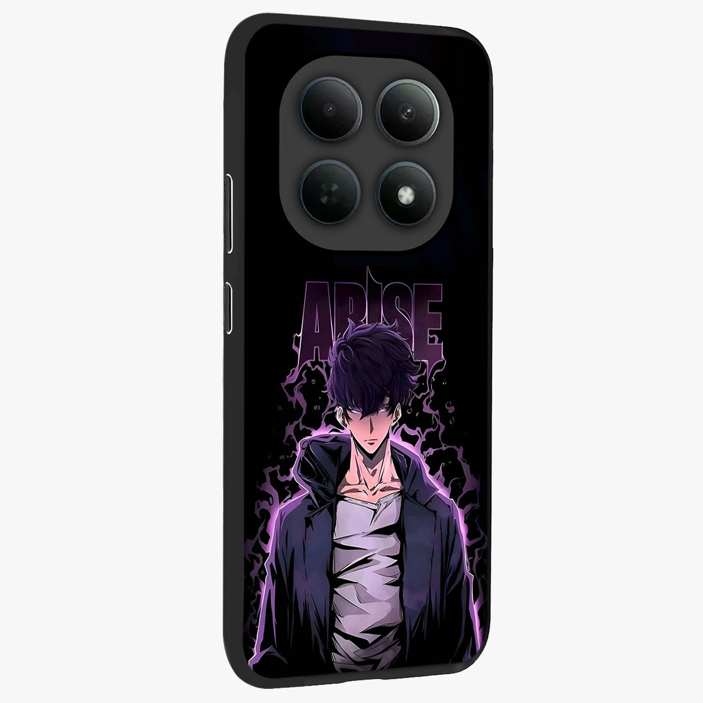 Shadow Monarch Awakening Glass Case upright view showcasing bold monarch artwork with mystical awakening theme.