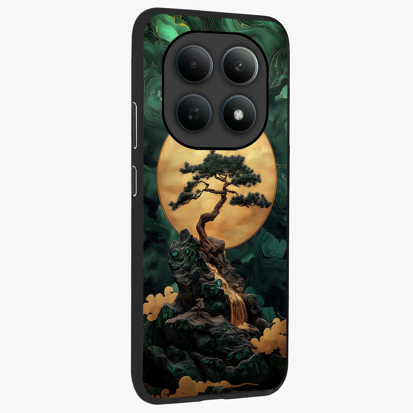 Zen Moon Rise Glass Case upright view showcasing serene moon artwork with tranquil night theme.