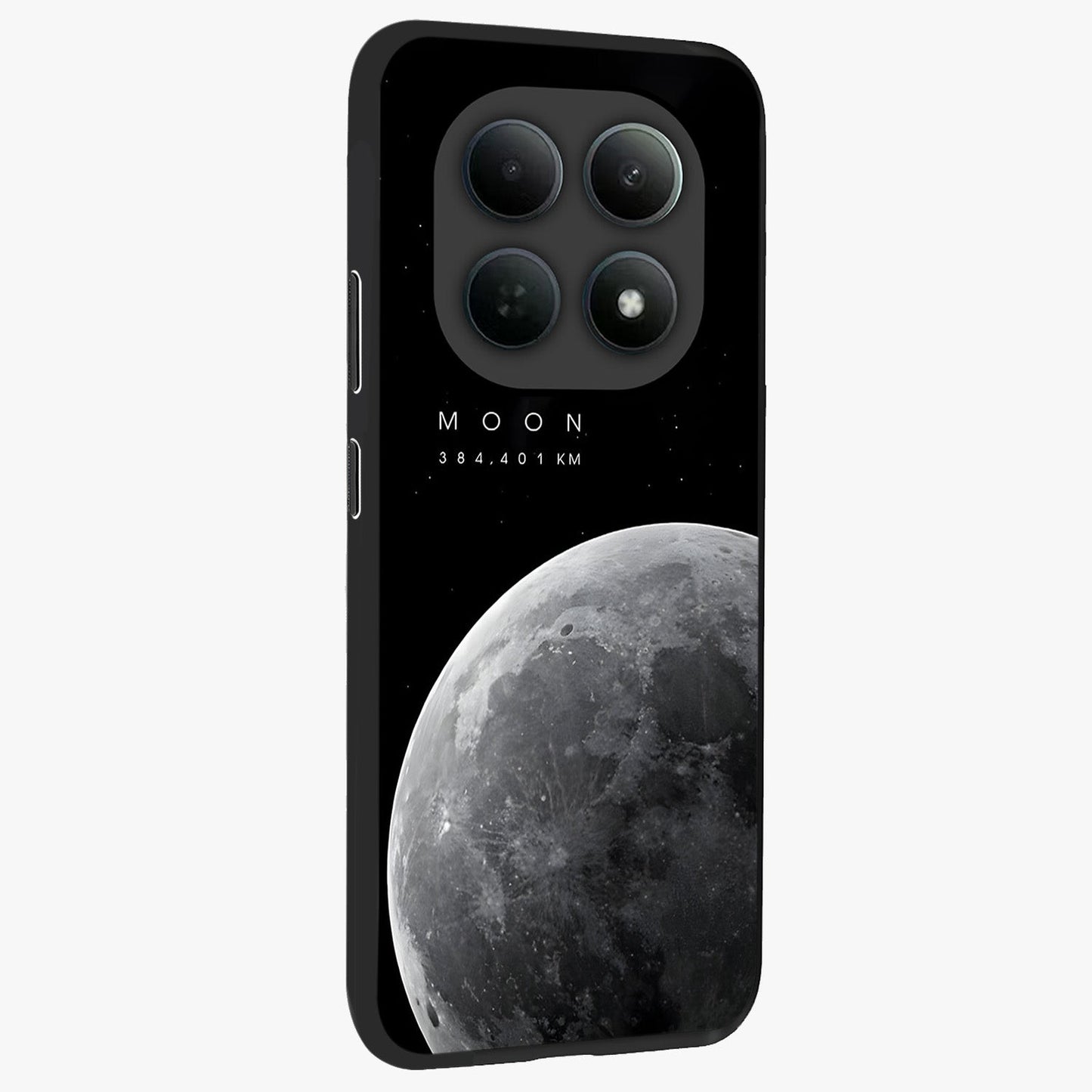 Cosmic Moon Glow Glass Case upright view showcasing luminous moon illustration with dreamy cosmic style.