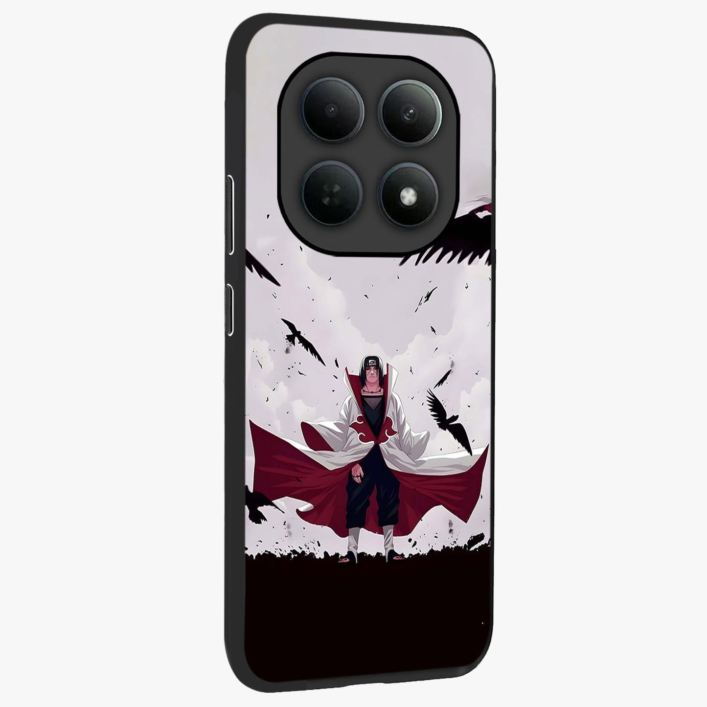 Crimson Crow Ascension Glass Case upright view showcasing dramatic crow artwork with bold gothic theme.