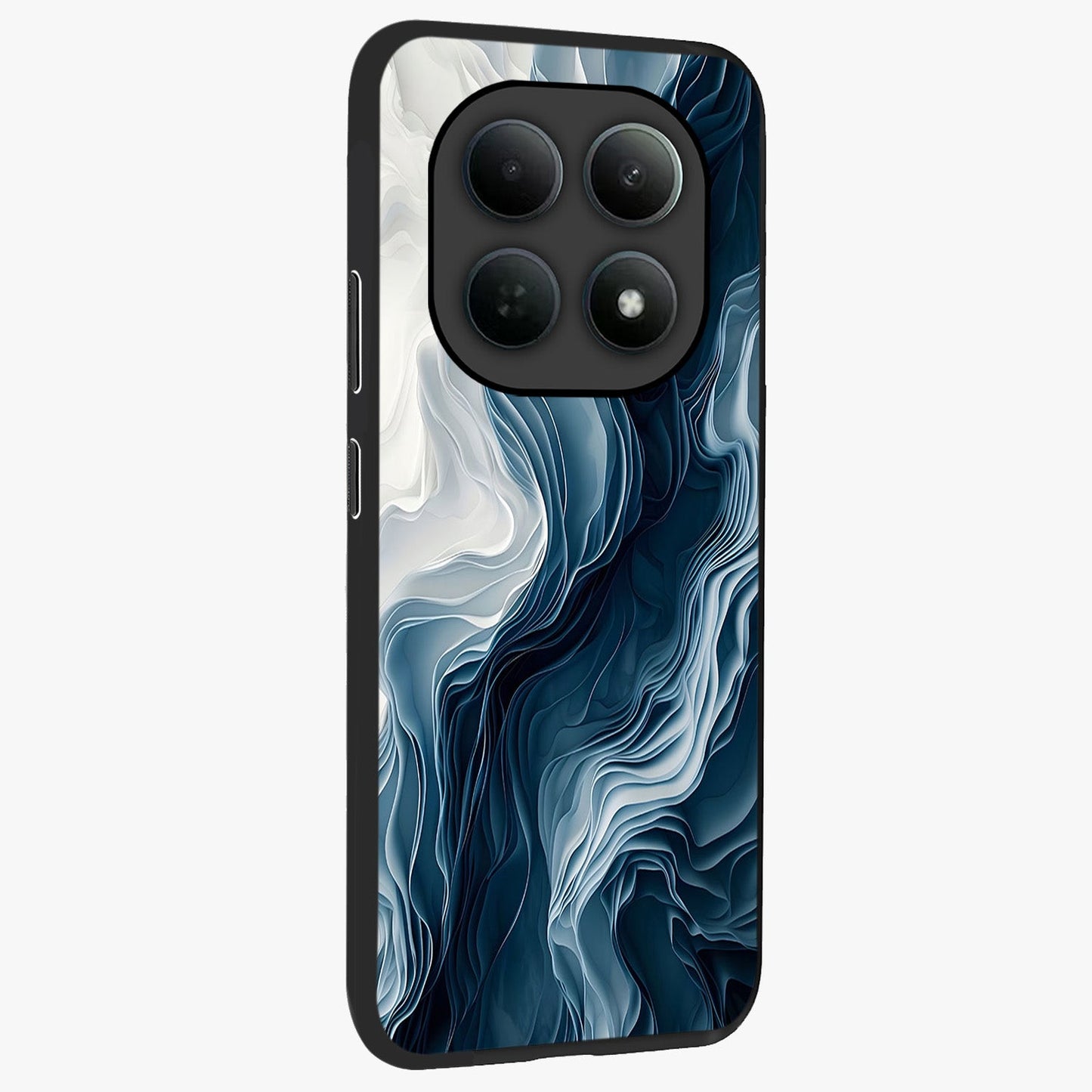 Ethereal Paper Marble Glass Case upright view showcasing smooth marble artwork with refined minimalist theme.