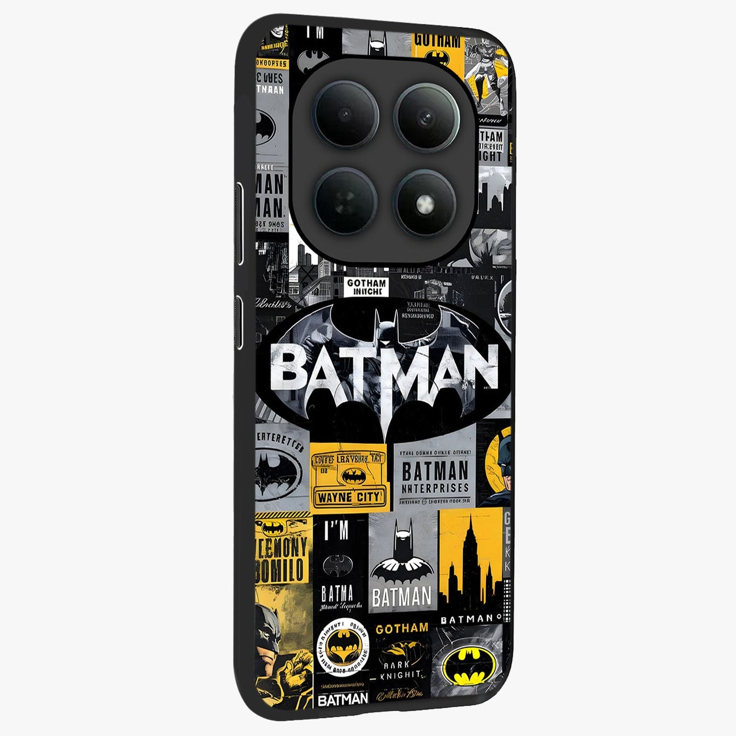 Knight Gotham Rise Glass Case upright view showcasing bold vigilante themed artwork with gothic city vibe.