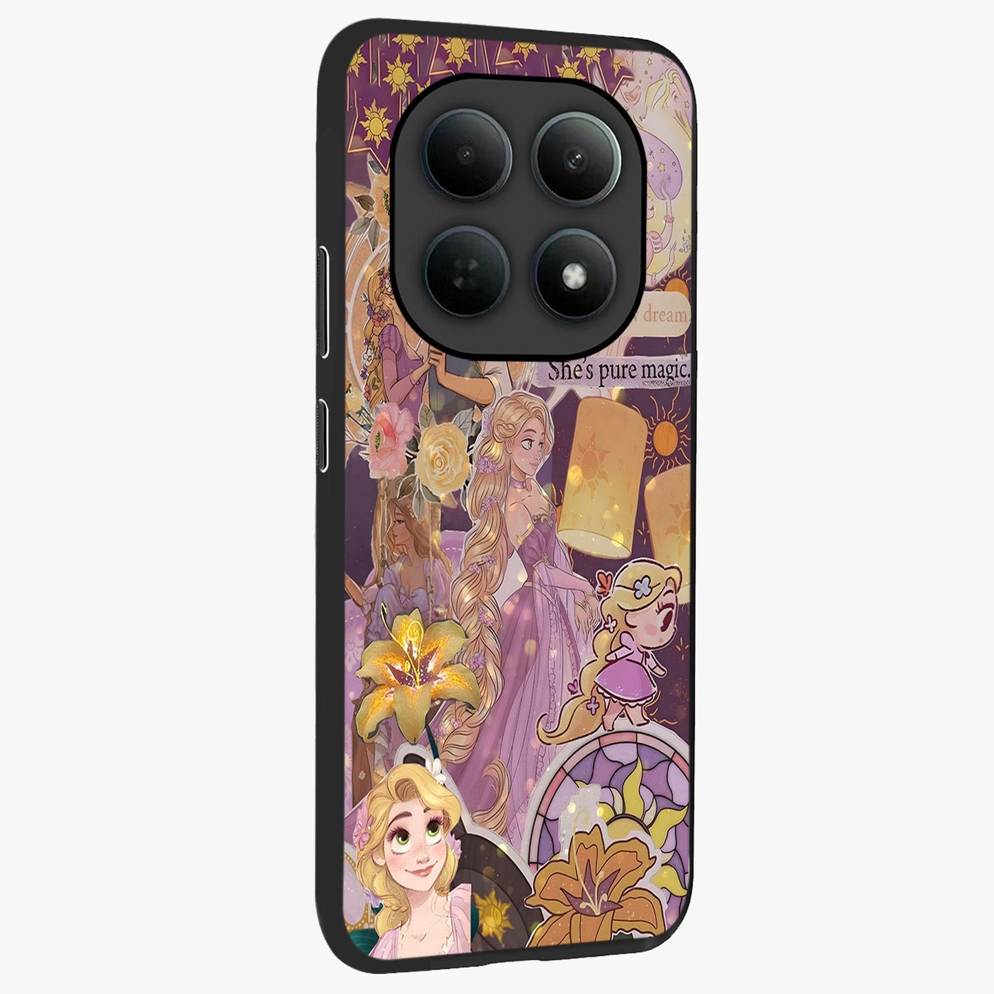 Magical Tangled Dream Glass Case upright view showcasing enchanting artistic artwork with dreamy fantasy theme.