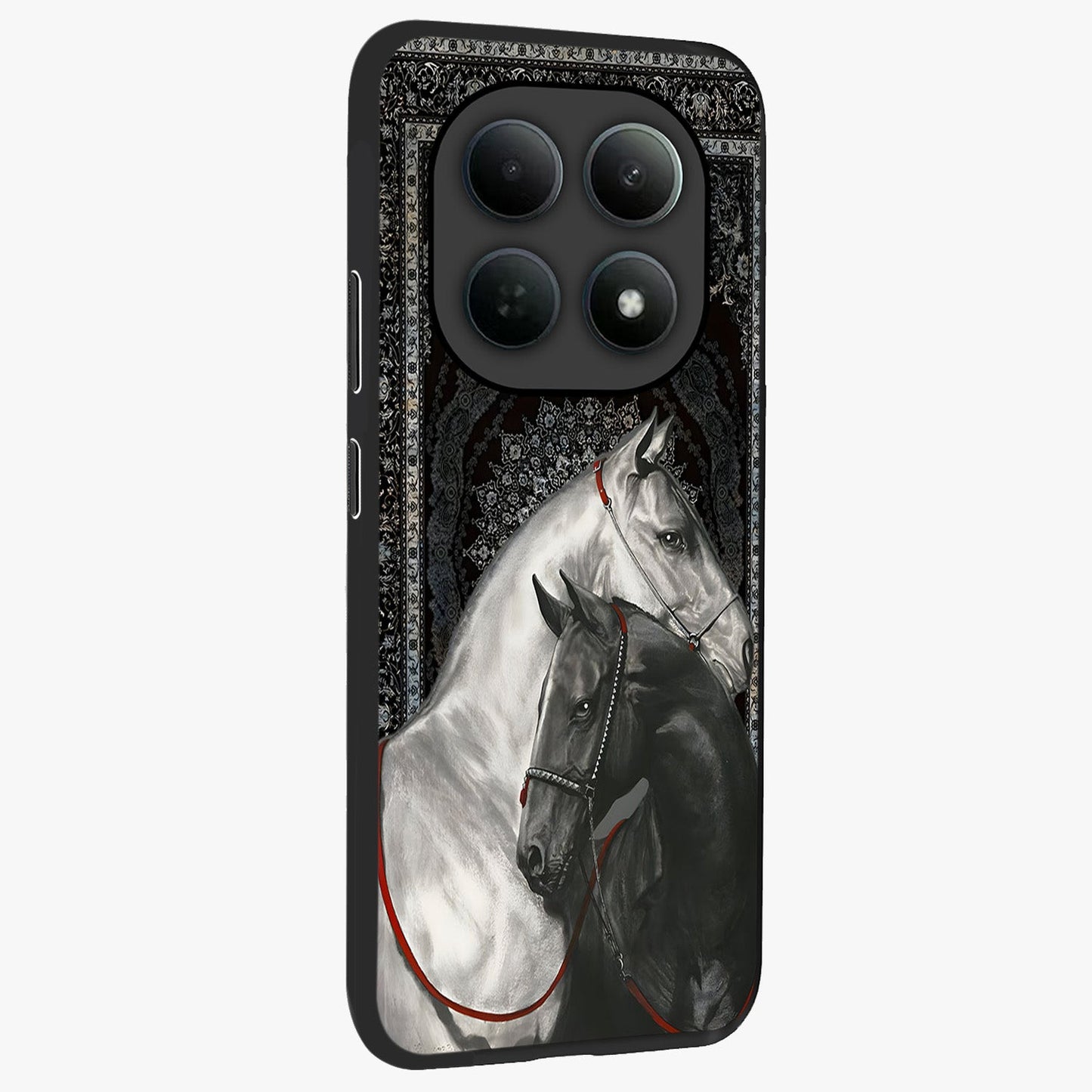 Majestic Ride Legacy Glass Case upright view showcasing dynamic ride inspired artwork with modern automotive theme.