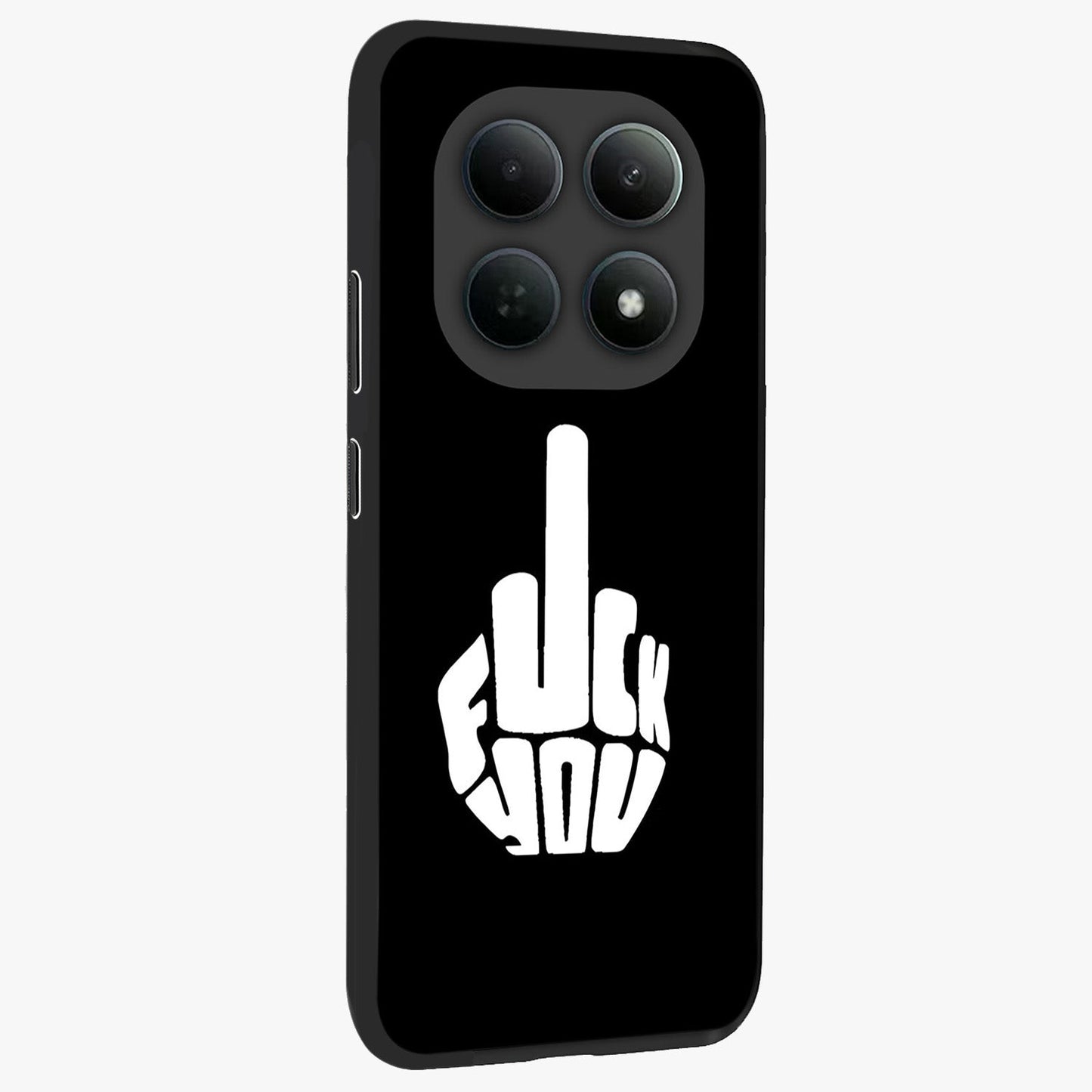 Rebel Mode On Glass Case upright view showcasing striking statement artwork with bold rebellious theme.