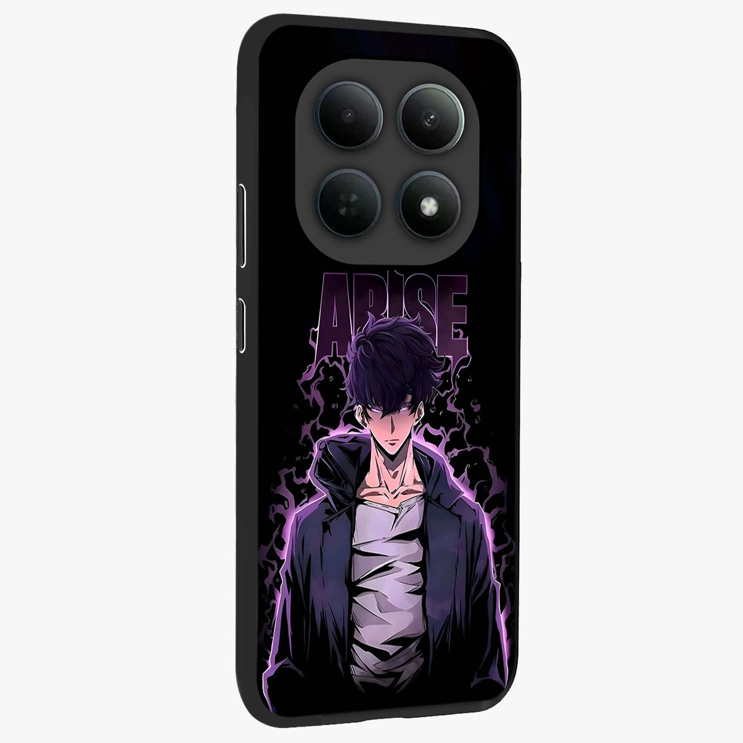 Shadow Monarch Awakening Glass Case upright view showcasing bold monarch artwork with mystical awakening theme.