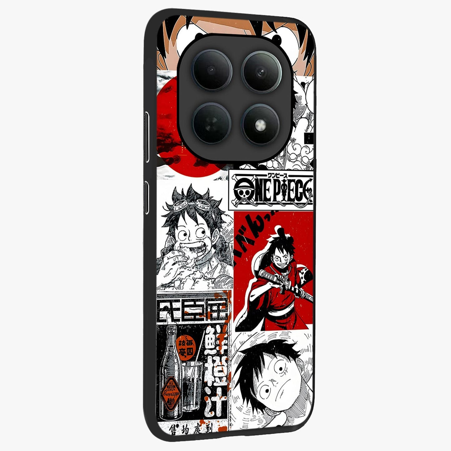 Strawhat Chaos Panels Glass Case upright view showcasing energetic anime artwork with bold adventure theme.