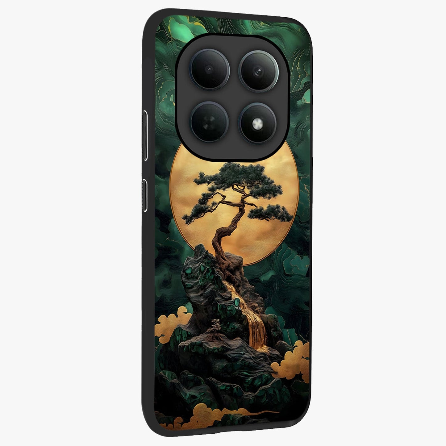 Zen Moon Rise Glass Case upright view showcasing serene moon artwork with tranquil night theme.