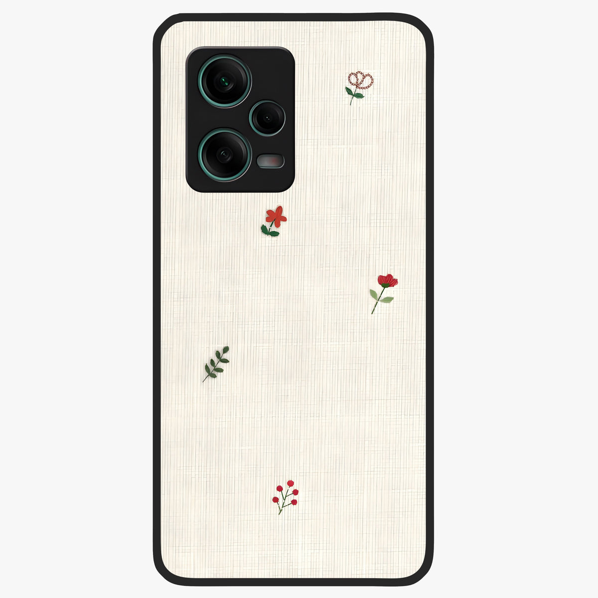 Minimalistic Blue With White Flower Pattern Glass Case upright view showcasing clean white flower artwork with calming blue theme.