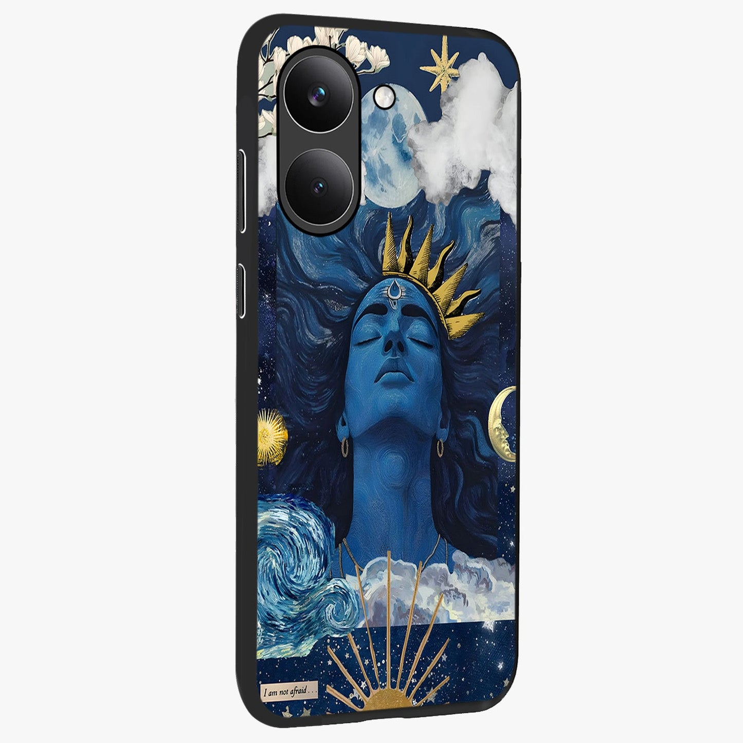 Aesthetic Lord Shiva Glass Case upright view showcasing powerful Lord Shiva artwork with devotional theme.