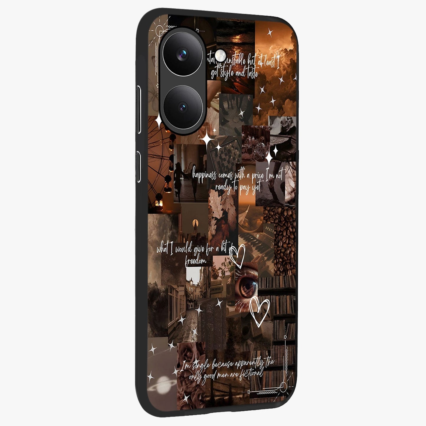 Bittersweet Aesthetic Chaos Glass Case upright view showcasing bold artistic chaos design with modern aesthetic style.