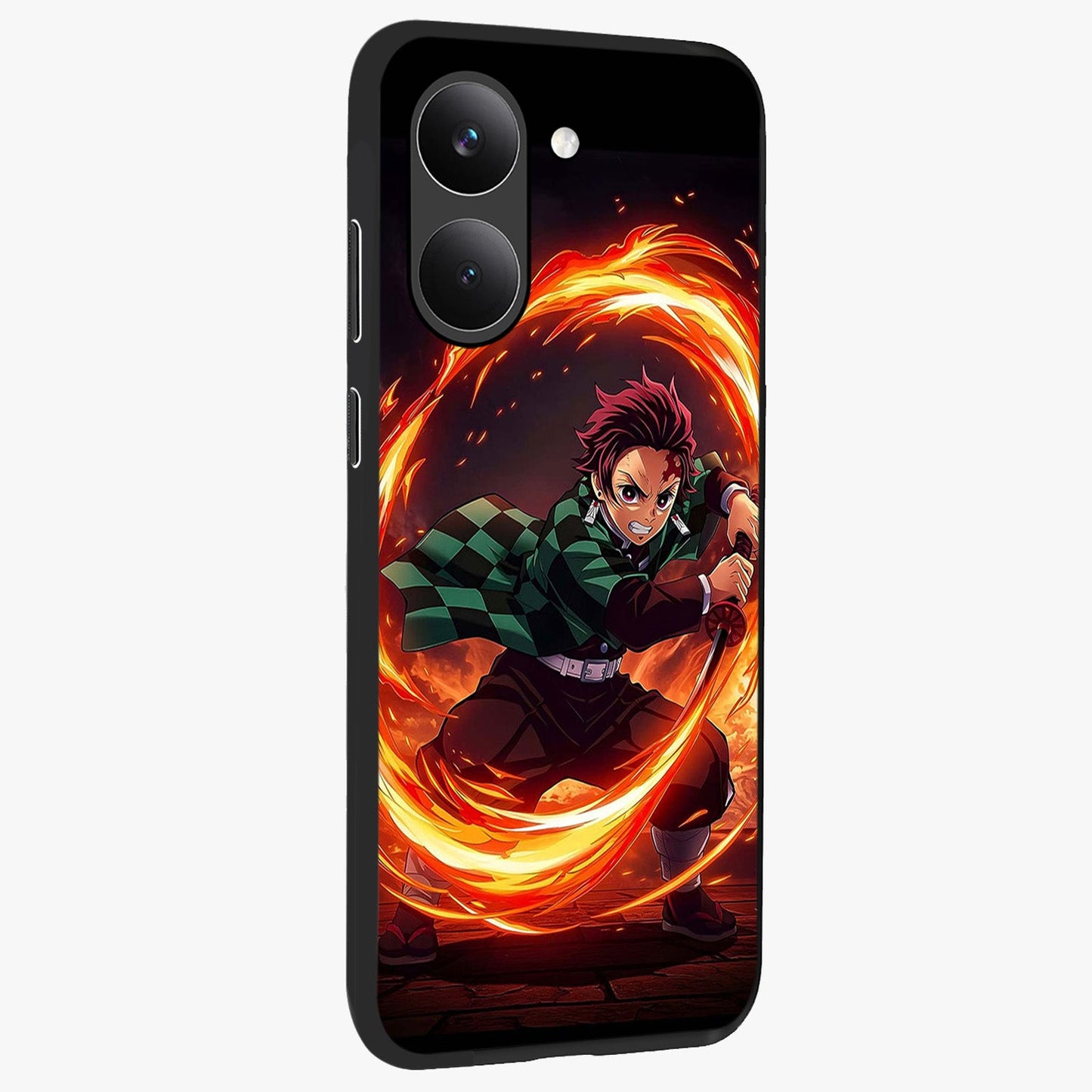 Blazing Sword Resolve Glass Case upright view showcasing dramatic warrior inspired artwork with intense visual style.