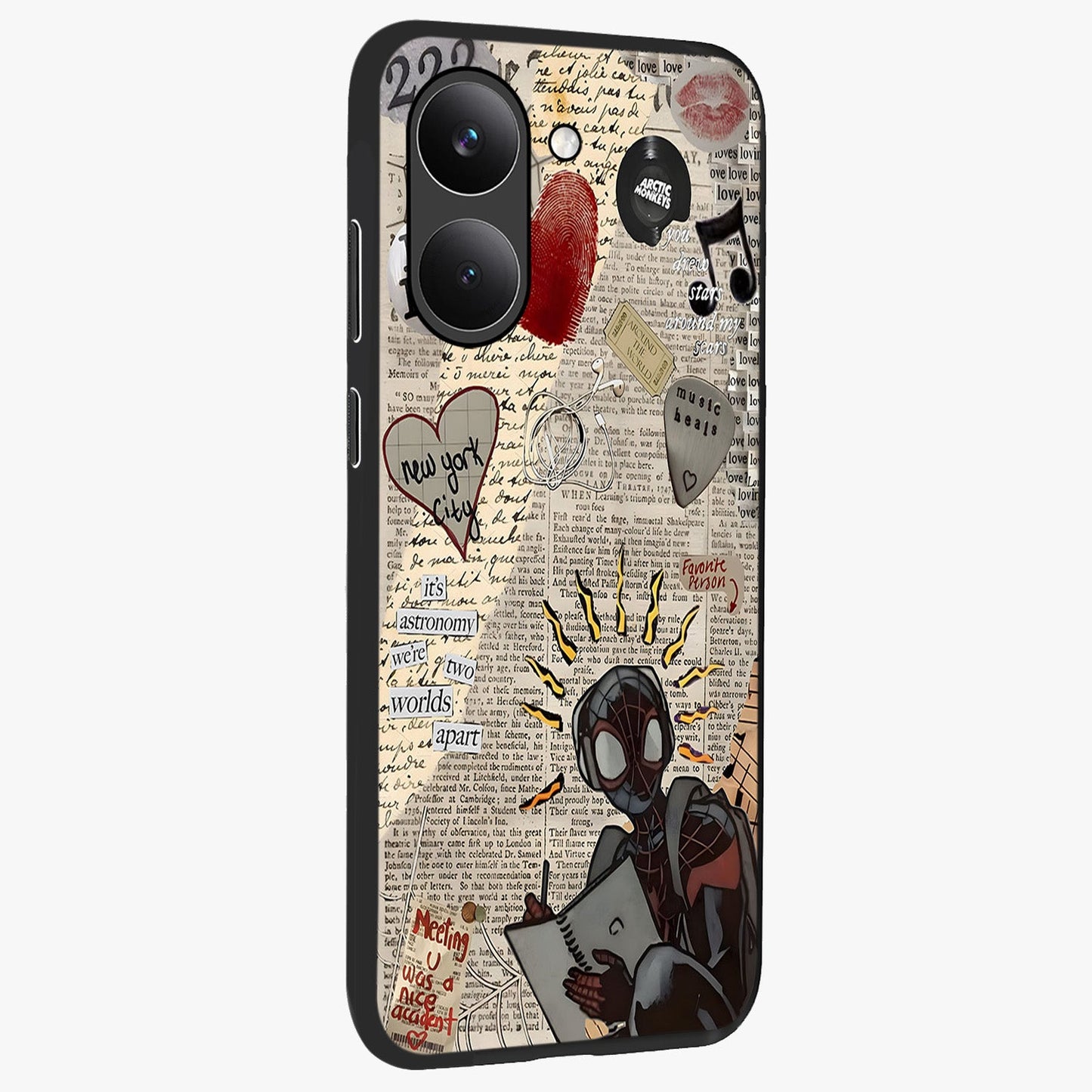 City Dream Sketch Glass Case upright view showcasing urban skyline artwork with stylish hand drawn design.