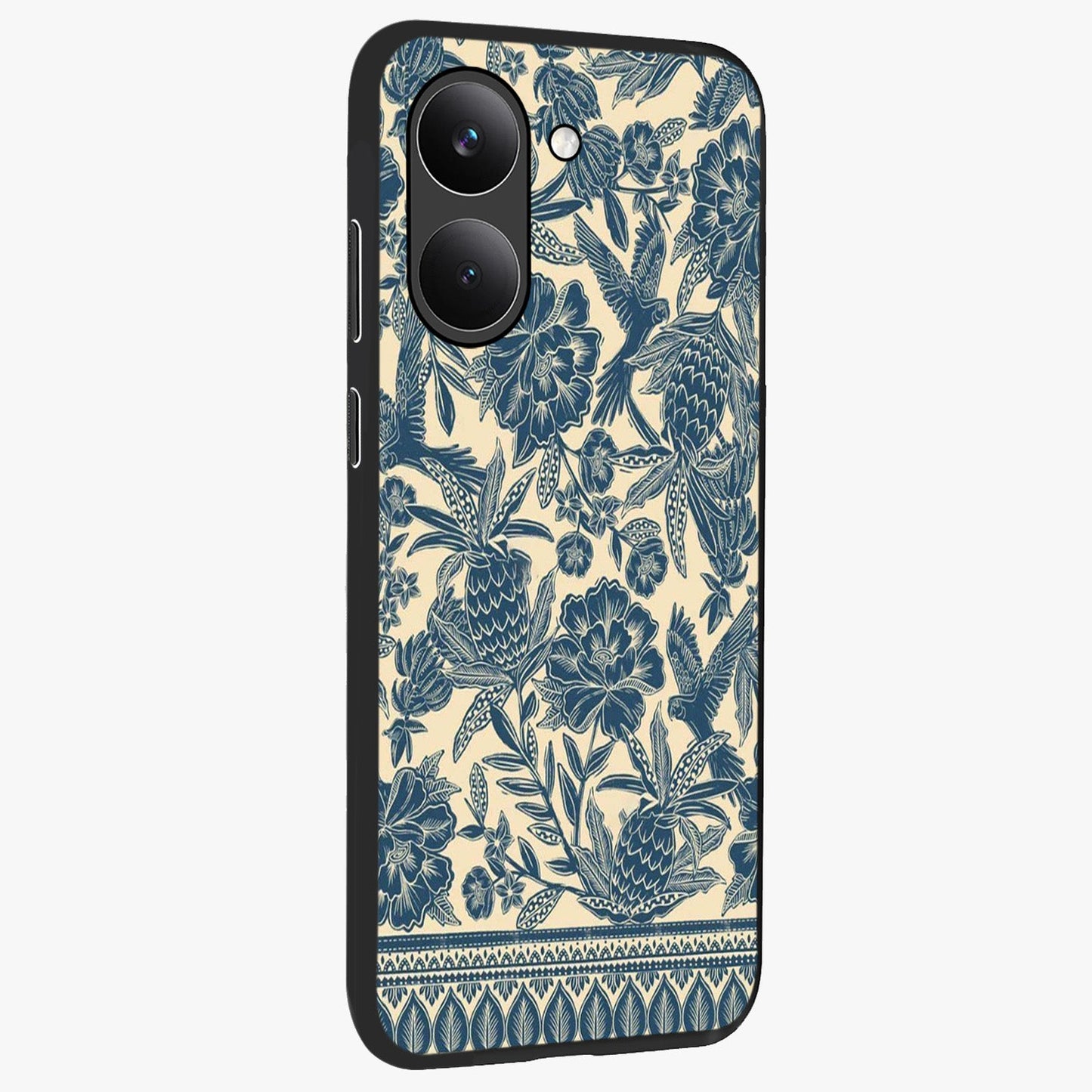 Heirloom Wild Bloom Glass Case upright view showcasing delicate wildflower artwork with timeless floral theme.