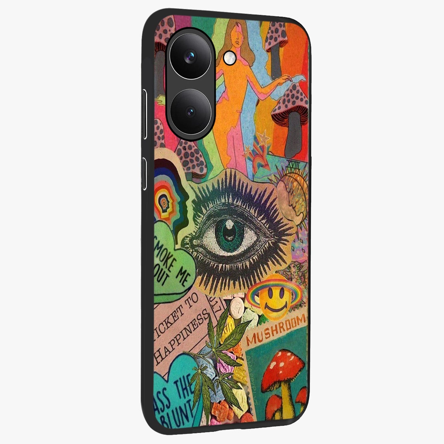 Mystic Eye Wonderland Glass Case upright view showcasing symbolic eye artwork with mysterious fantasy theme.