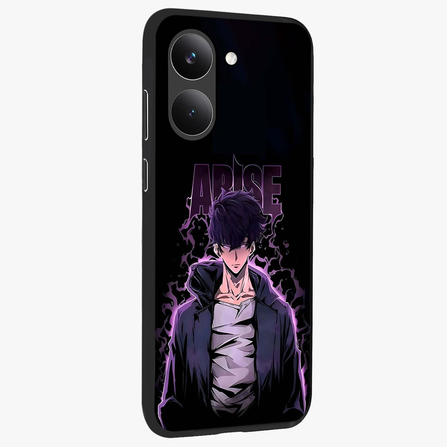 Shadow Monarch Awakening Glass Case upright view showcasing bold monarch artwork with mystical awakening theme.