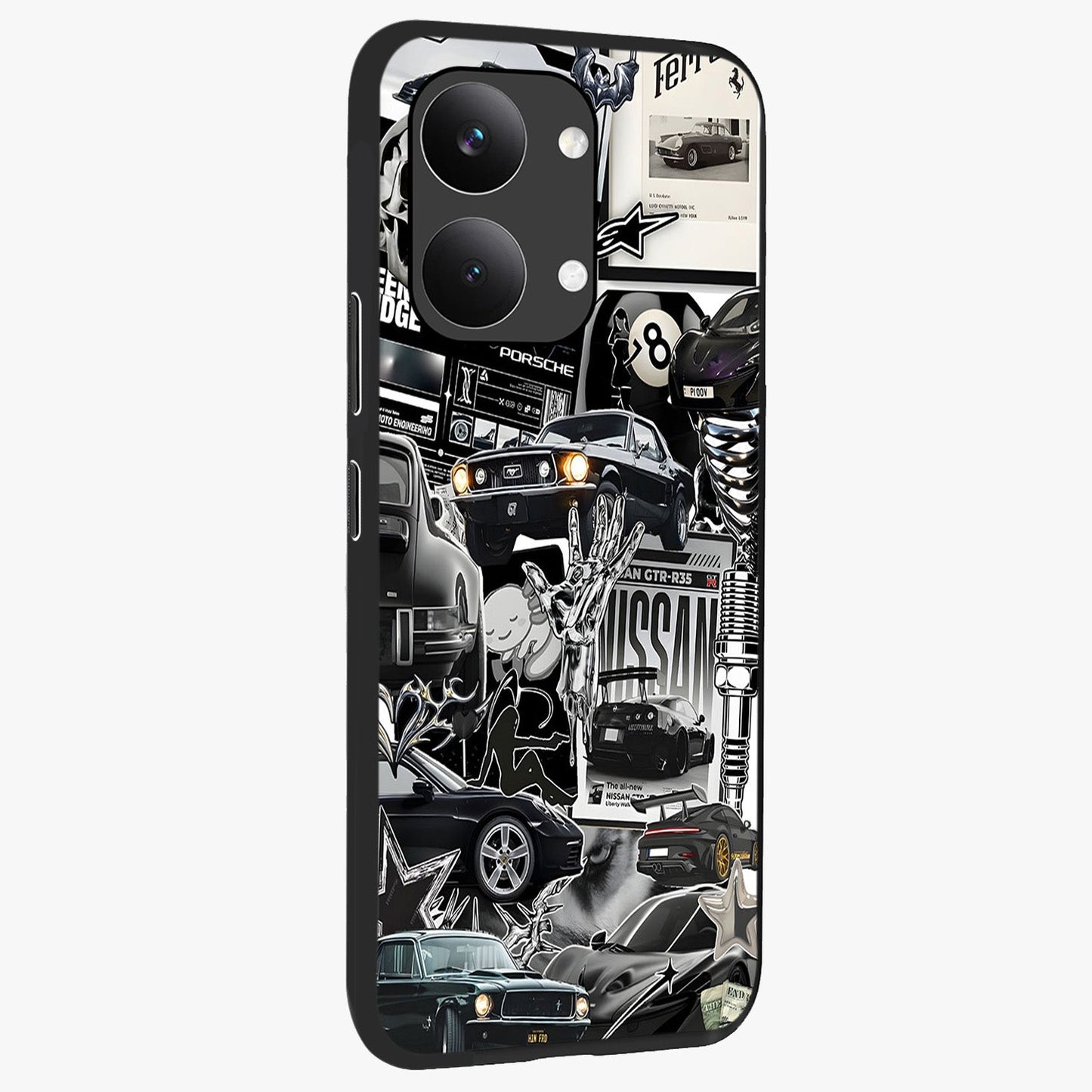Aesthetic Dark Love Glass Case upright view showcasing dramatic romantic artwork with modern aesthetic style.