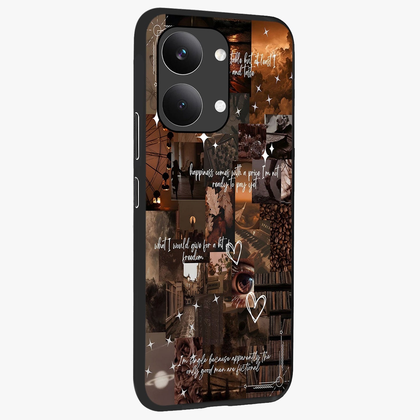 Bittersweet Aesthetic Chaos Glass Case upright view showcasing bold artistic chaos design with modern aesthetic style.